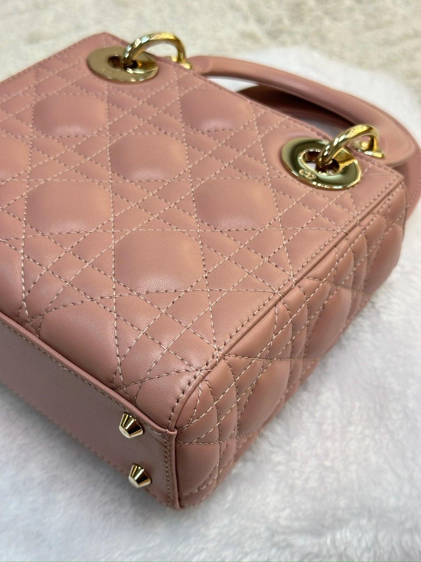 Christian Dior Mini Lambskin Cannage Lady Dior Pink GHW