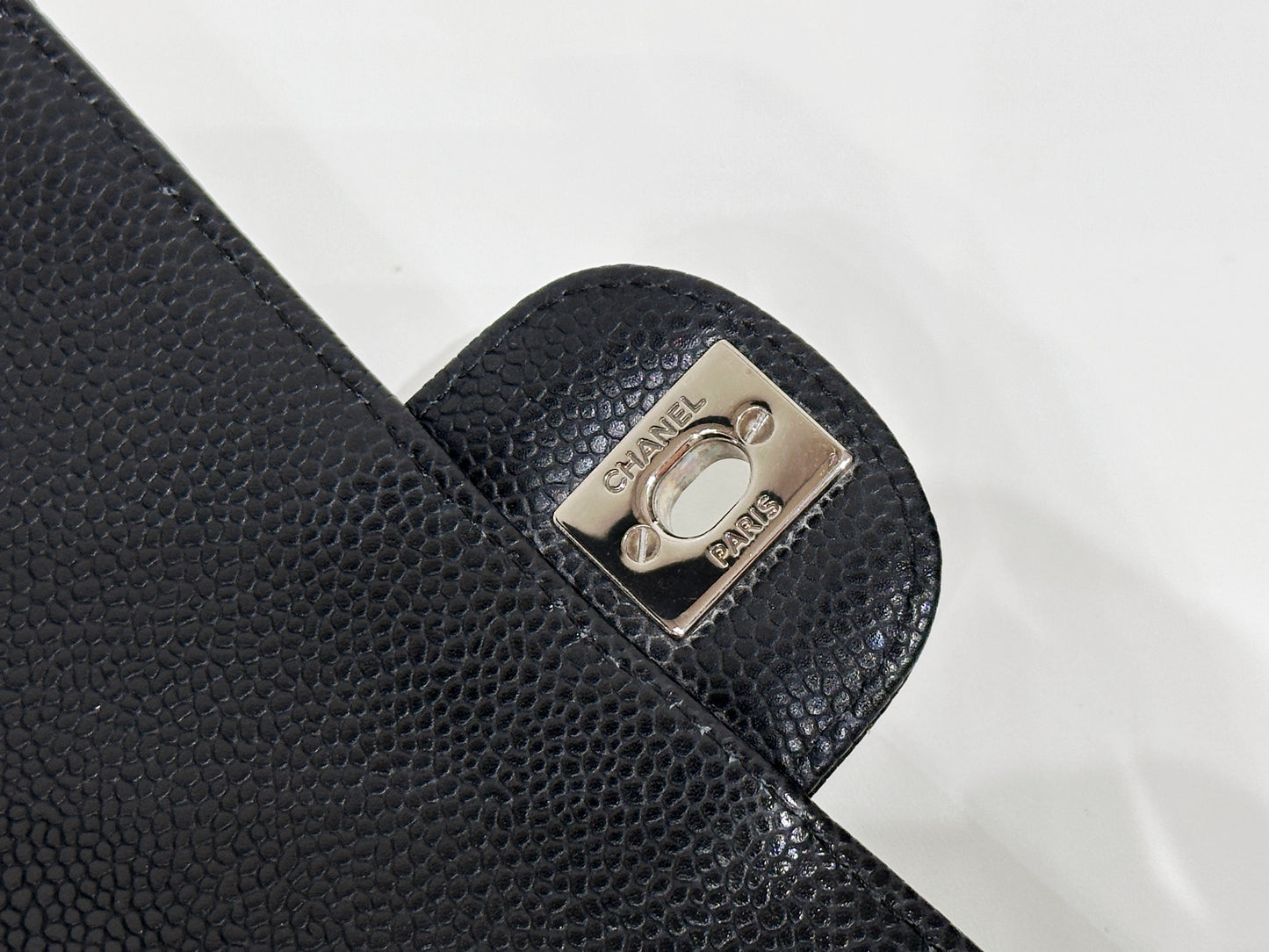 Chanel Caviar East West Flap Bag Black SHW 1172 holo card