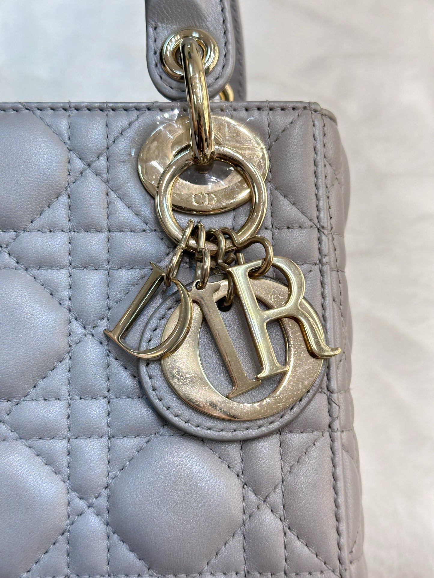 DIOR Mini Lady Dior Pearl Grey GHW