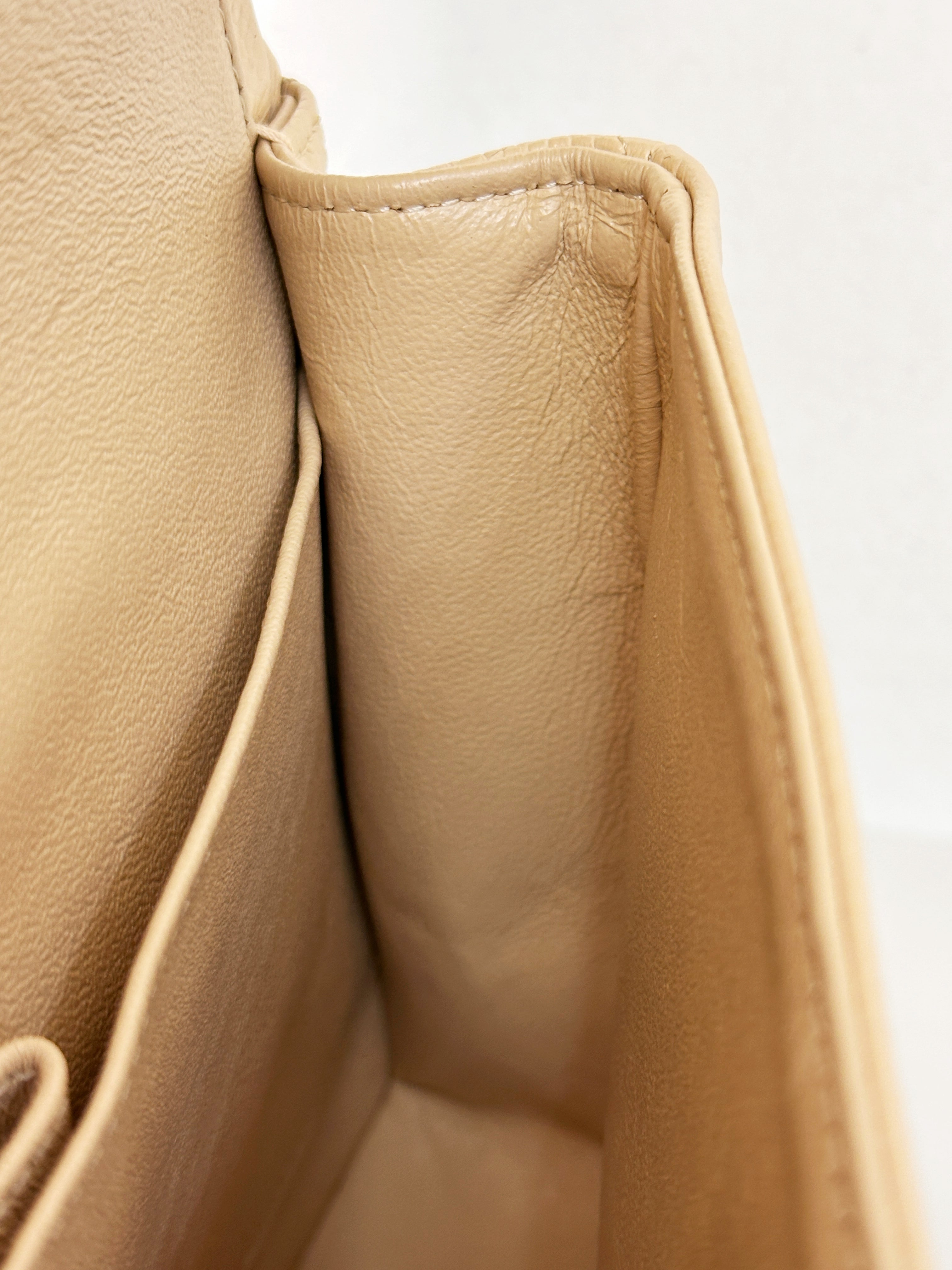 Chanel Medium Beige Classic Caviar Double Flap Bag GHW 2163 holo