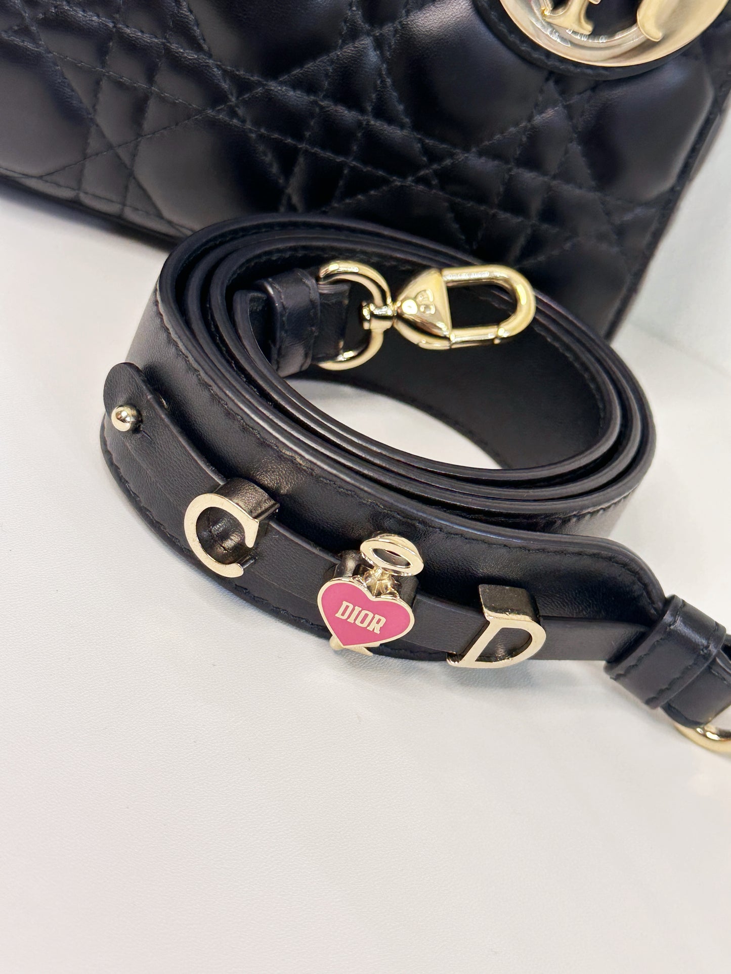CHRISTIAN DIOR Lambskin Cannage Small My ABCDior Lady Dior Black GHW