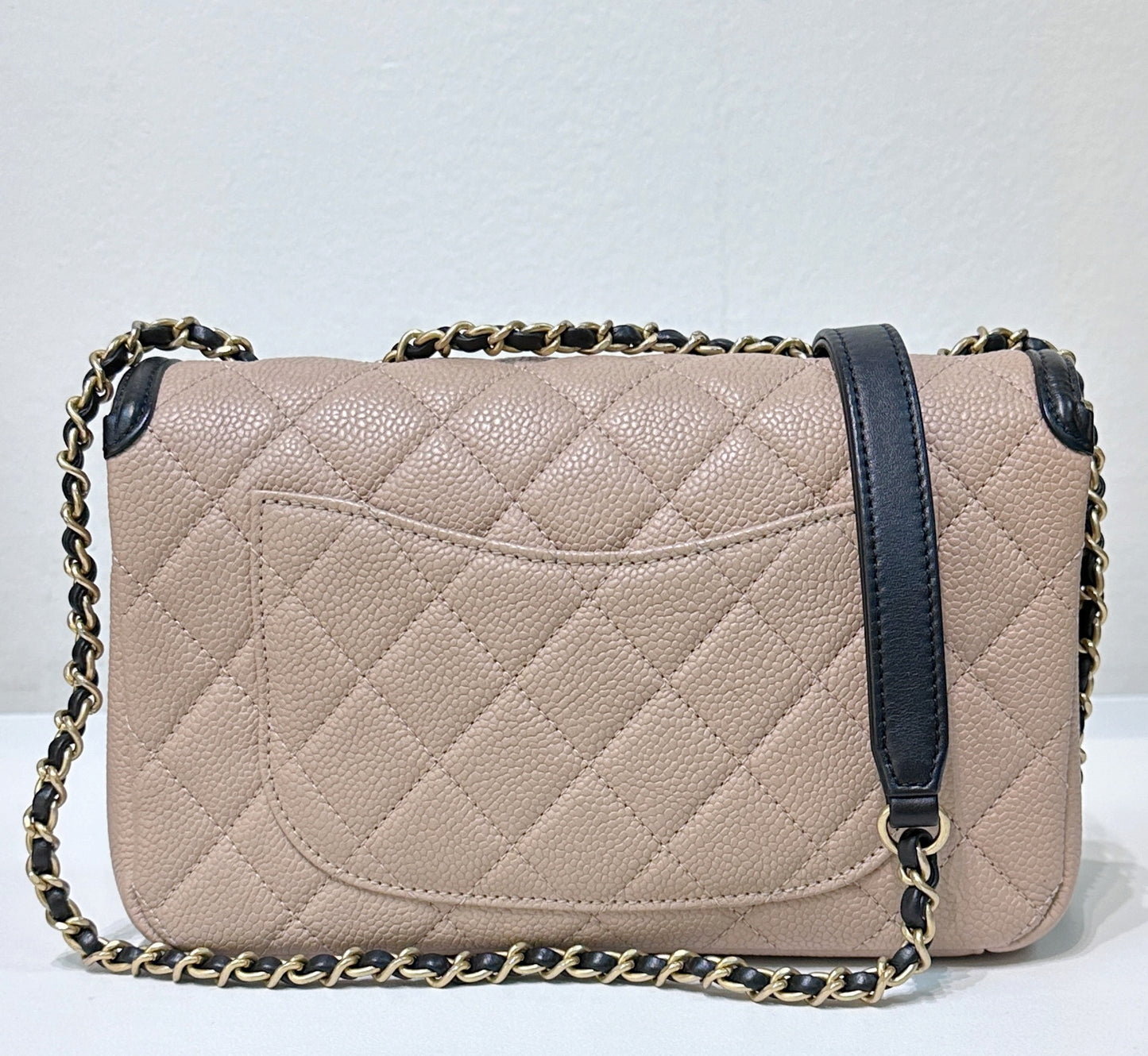 Chanel Small Caviar Quilted CC Filigree Flap Beige Black