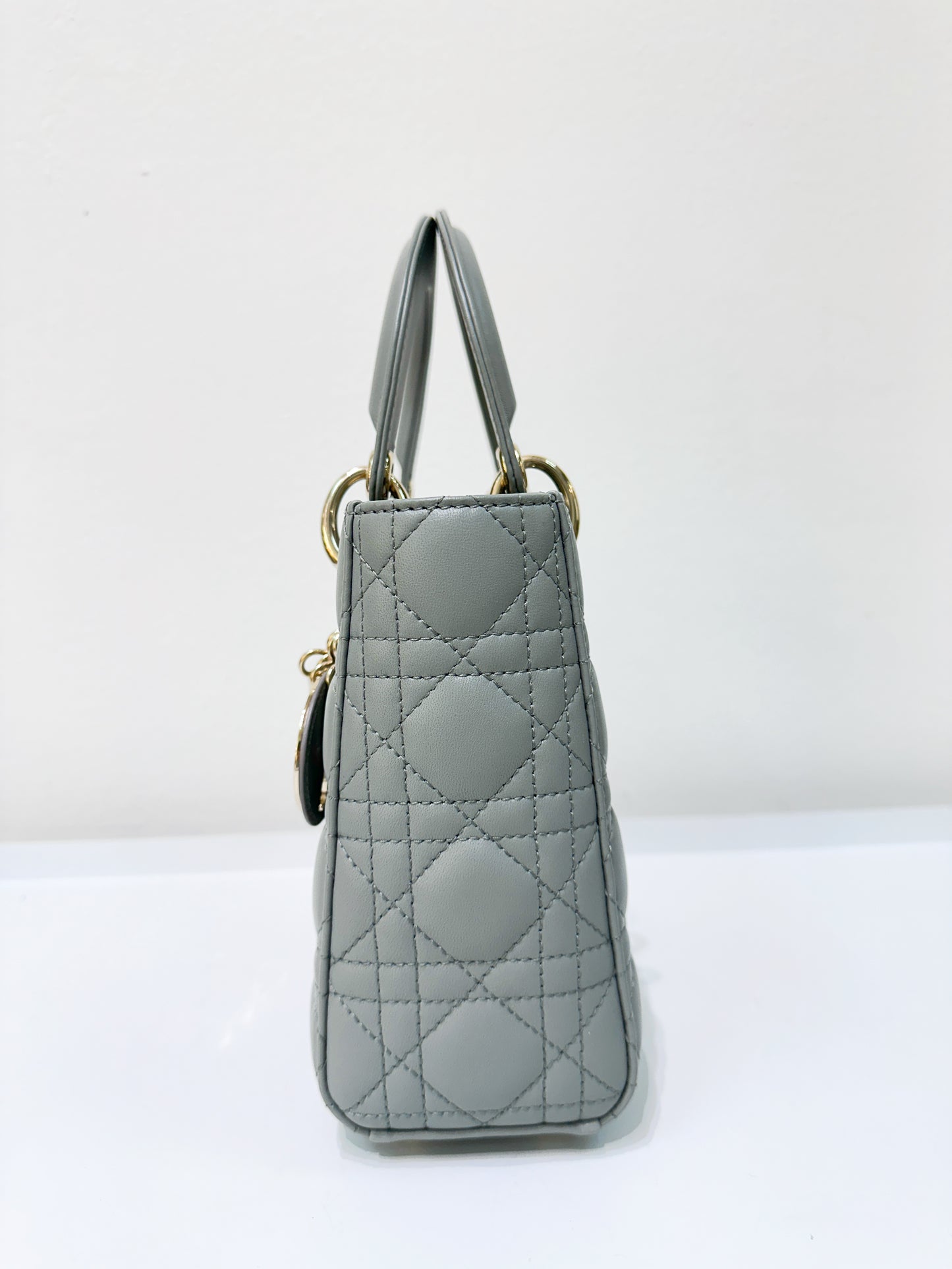 Small Lady Dior My ABCDior Cannage Lambskin Gray