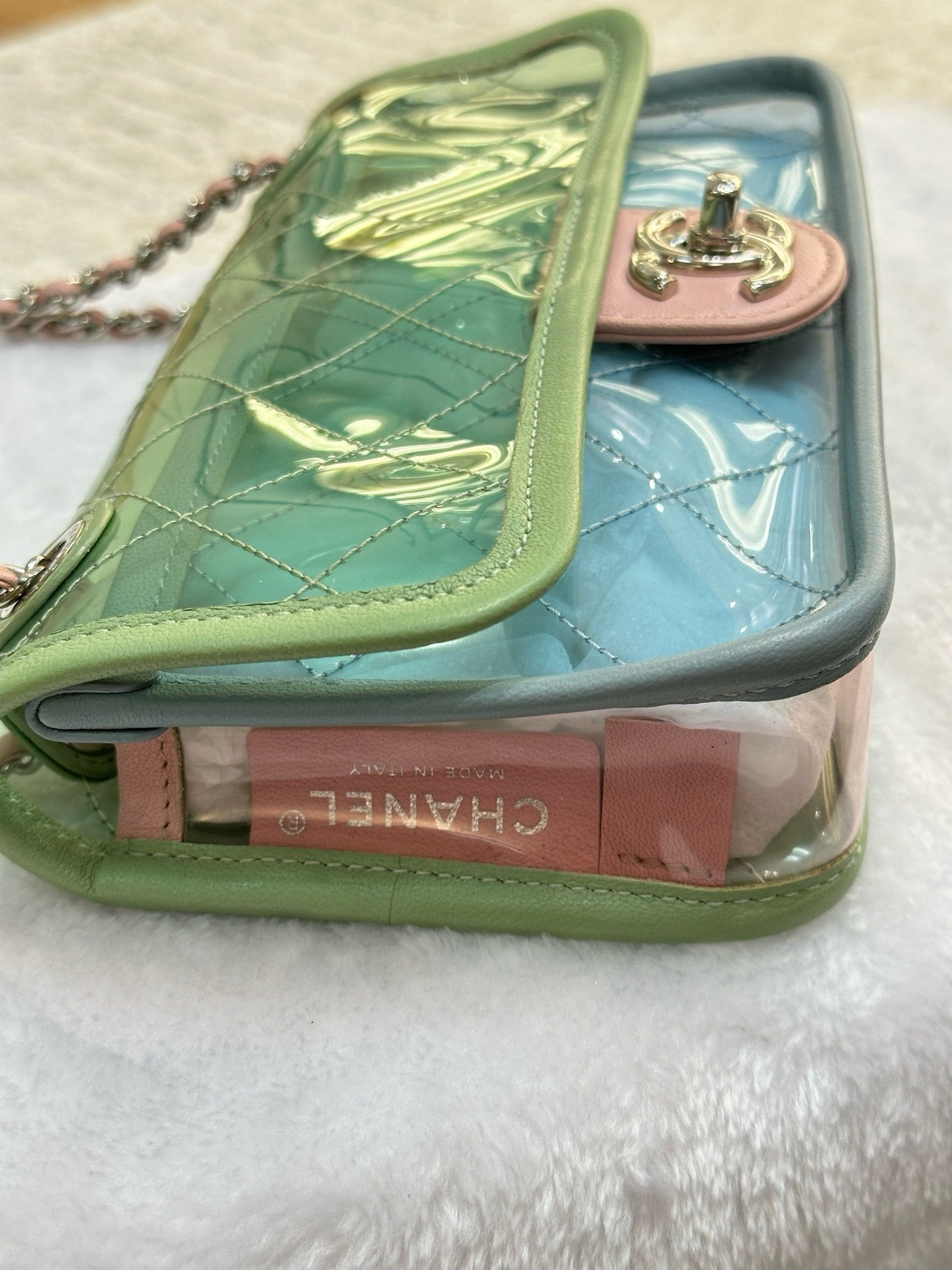 Chanel Mini Coco Splash PVC Flap Bag Blue/Green/Pink Silver Hardware