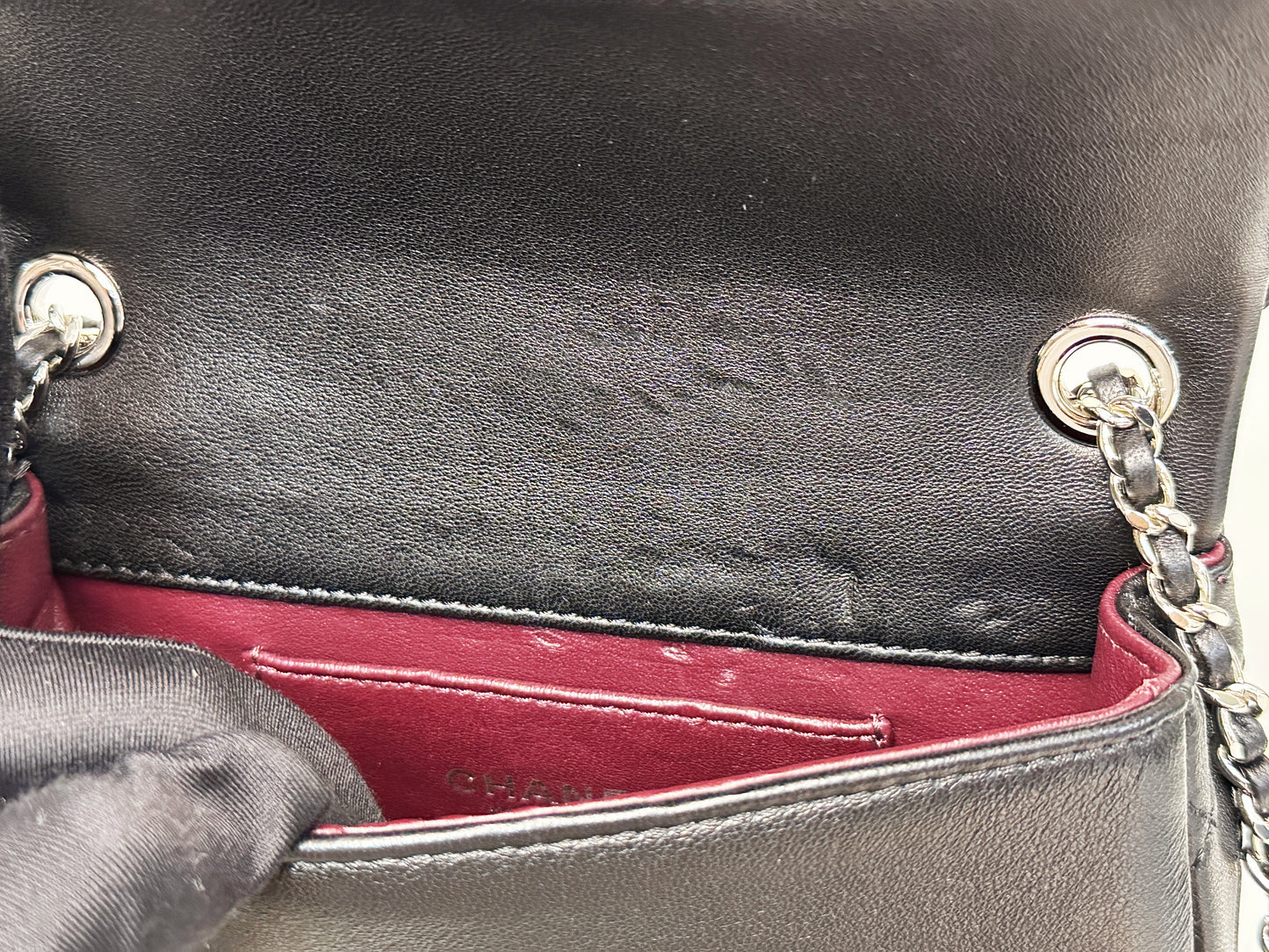 Chanel Camellia Lambskin Patent Around Flap Crossbody Bag Black 2246 holo card