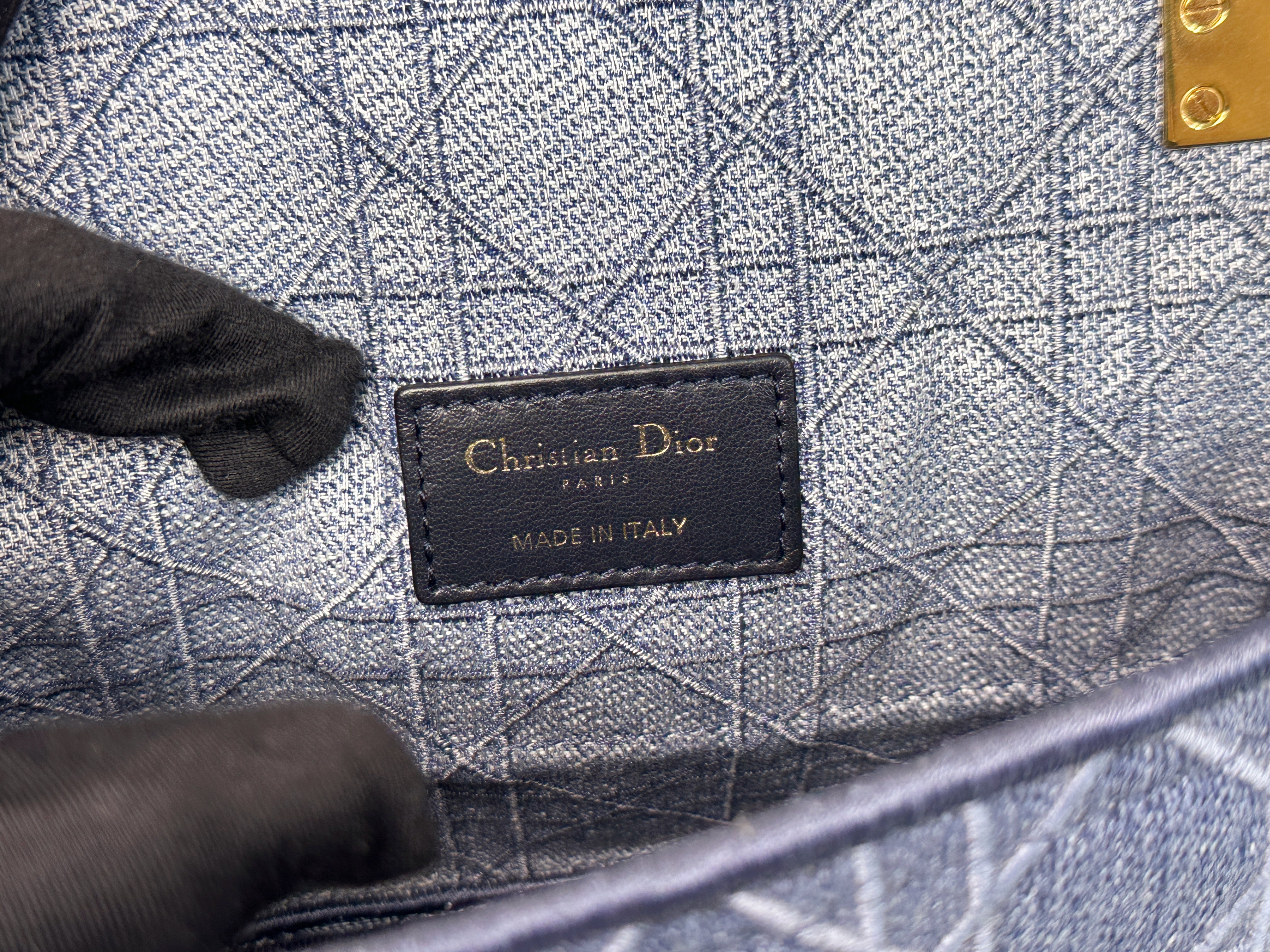 Christian Dior Denim Cannage Small Caro Bag Blue