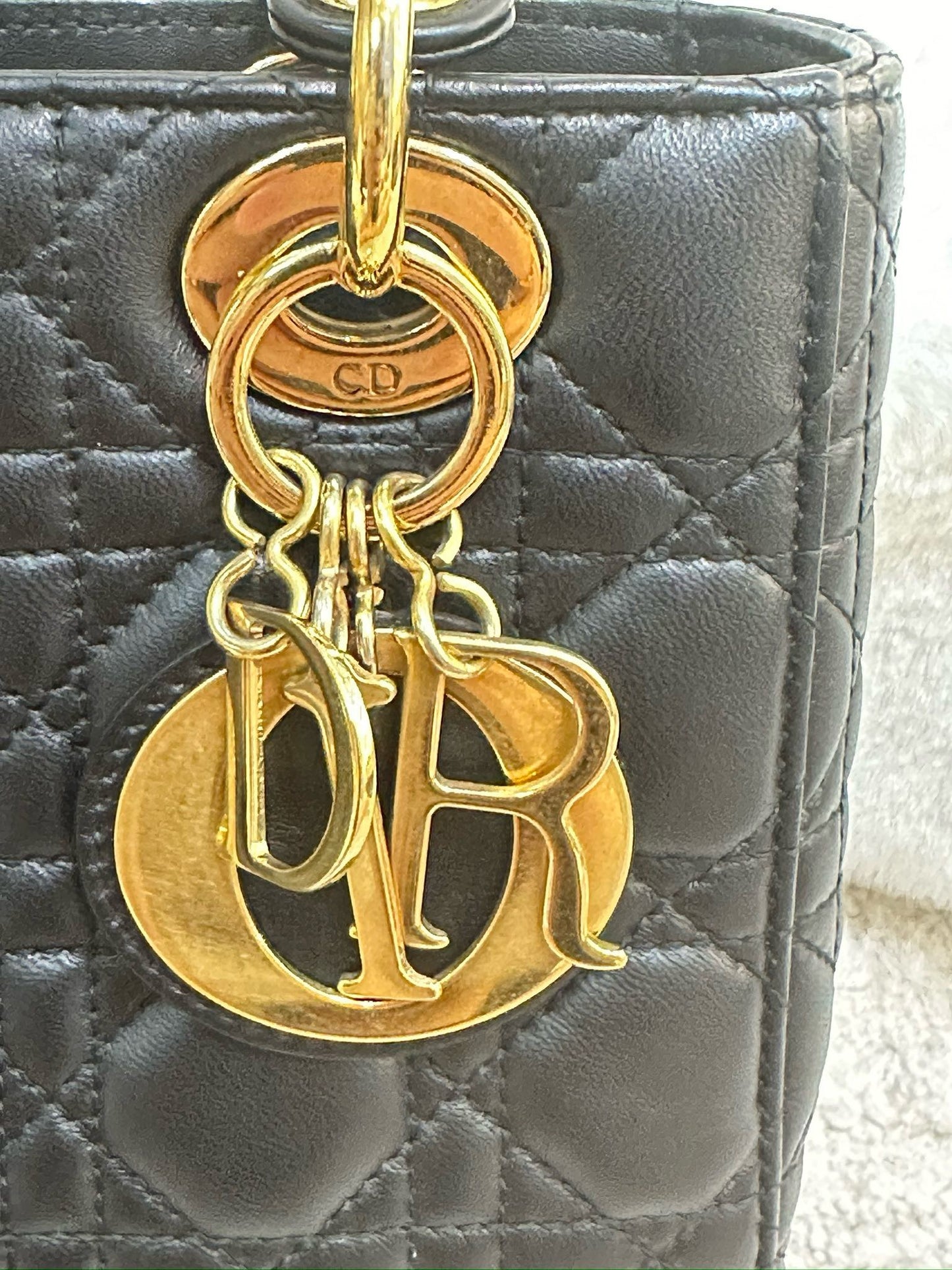 Christian Dior Small Exclusive Limited Edition Lady Dior with Fox charm Black