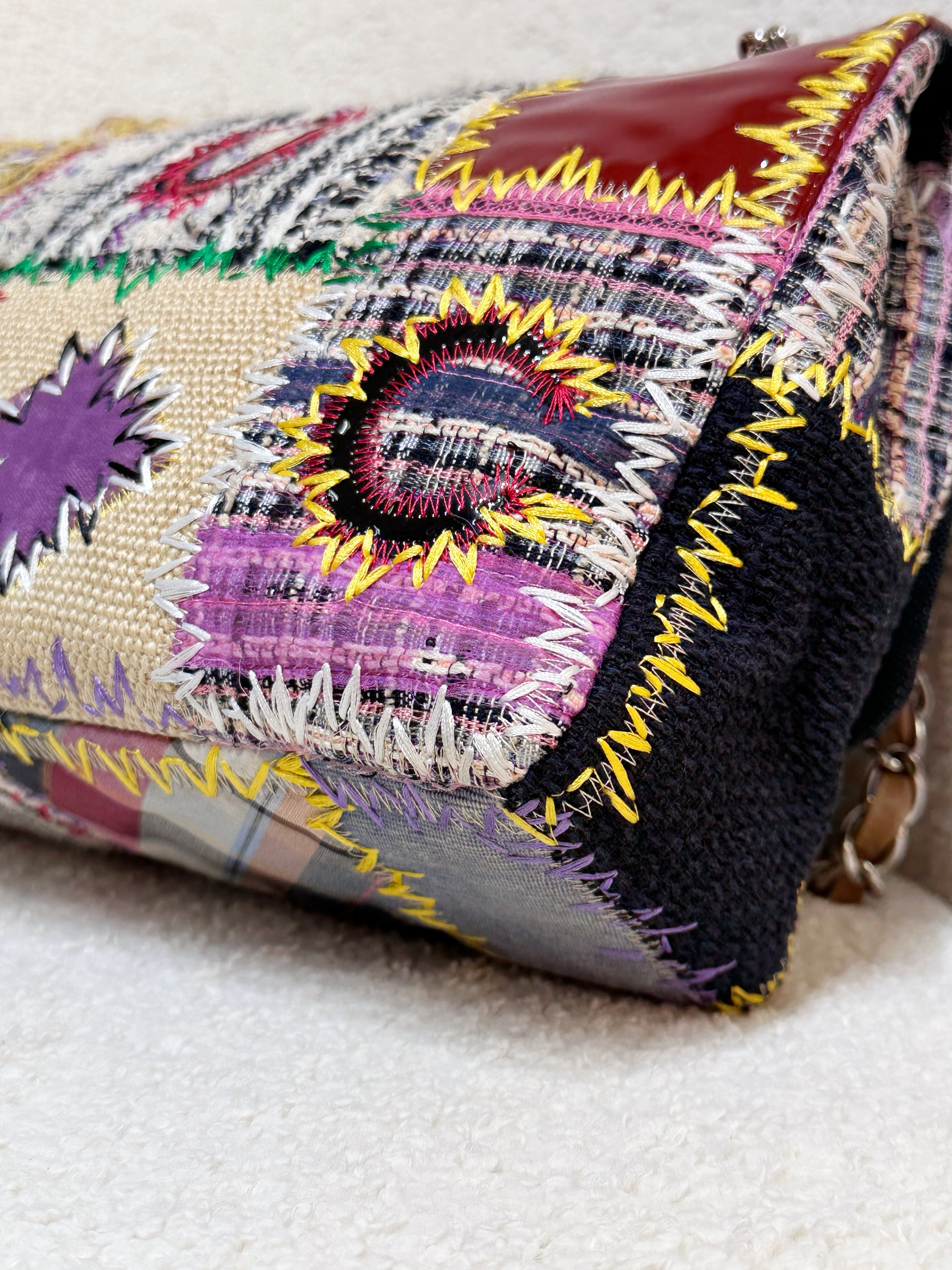 CHANEL TIMELESS PATCHWORK MULTICOLOR JUMBO SINGLE FLAP BAG 1443 holo card