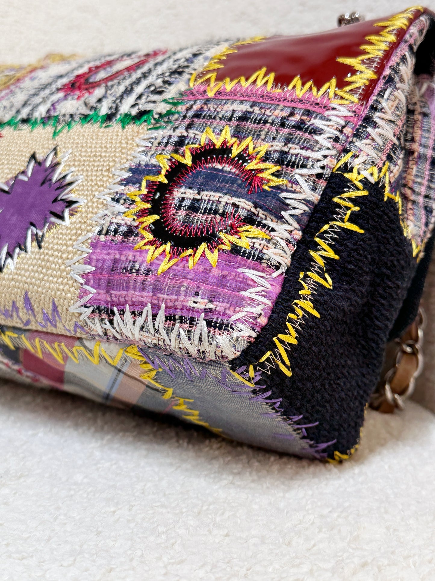 CHANEL TIMELESS PATCHWORK MULTICOLOR JUMBO SINGLE FLAP BAG 1443 holo card