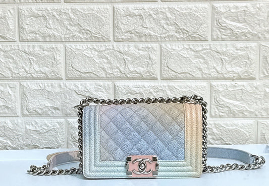 Chanel Rainbow Quilred Caviar Boy Bag Small