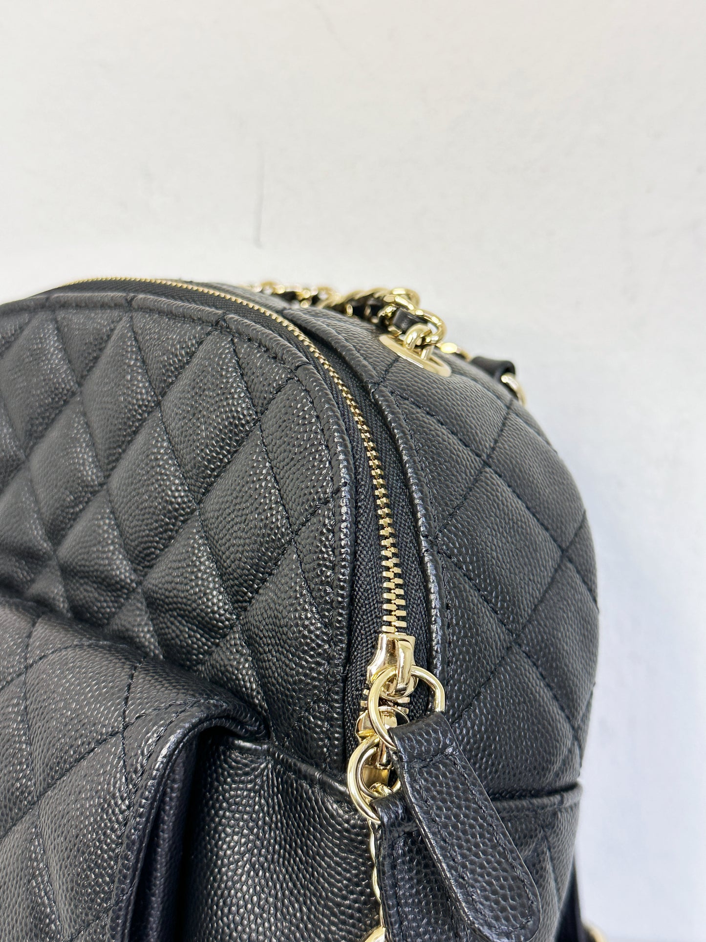 Chanel CC Day Backpack Quilted Caviar Mini Black 268 holo card