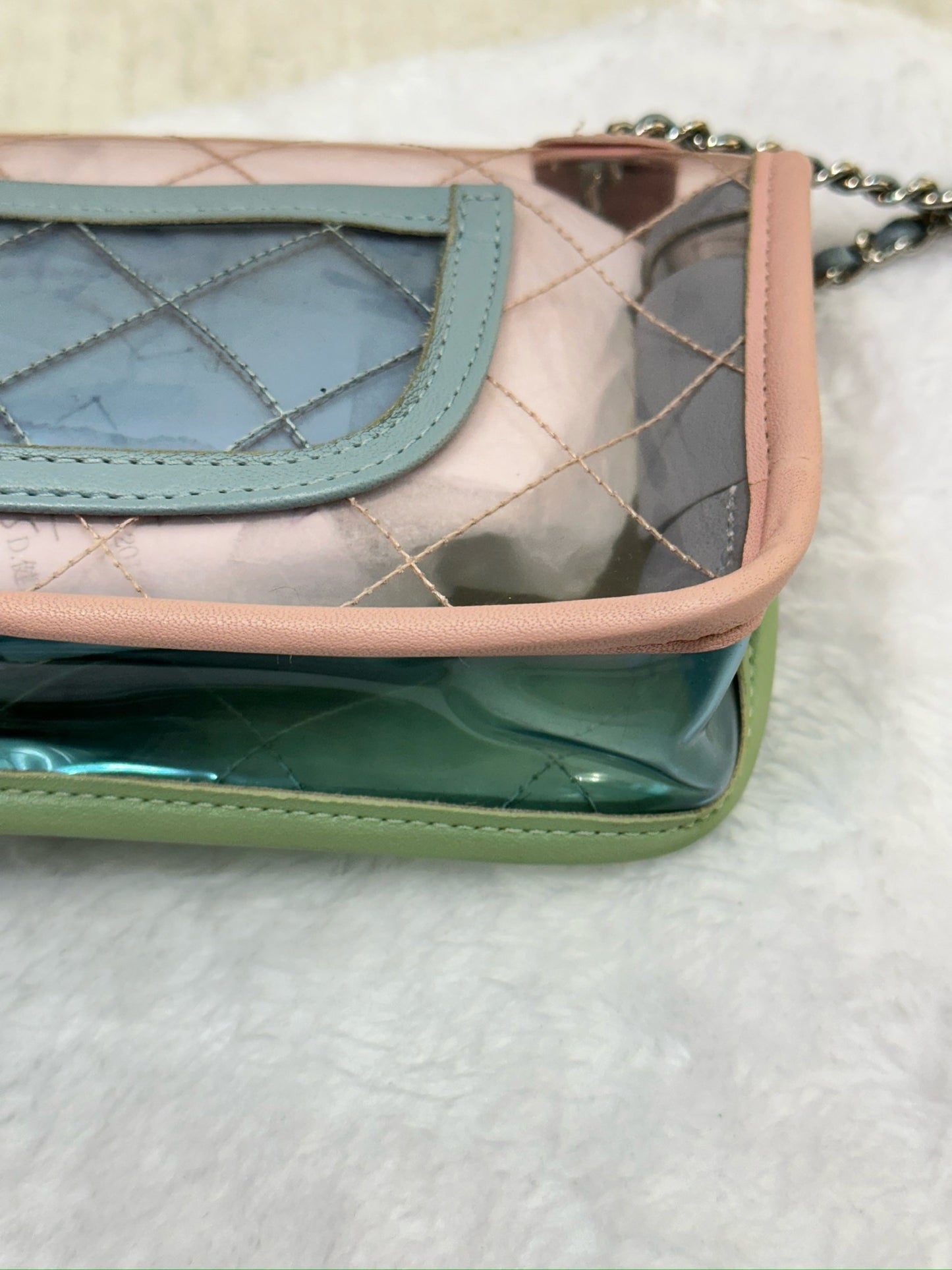 Chanel Mini Coco Splash PVC Flap Bag Pink/Green/Blue SHW 2576 holo card