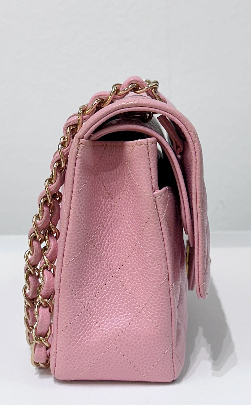 Chanel Medium Vintage Sakura Pink Caviar Classic Double Flap Bag 24K GHW