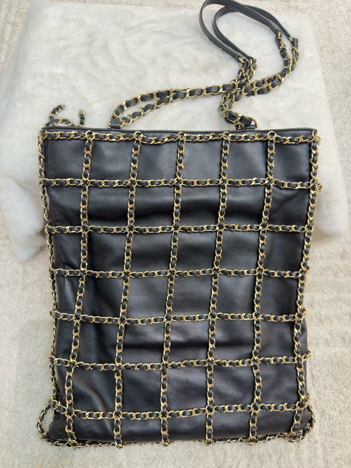 Chanel CC Lambskin Shopping Tote with Chain GHW