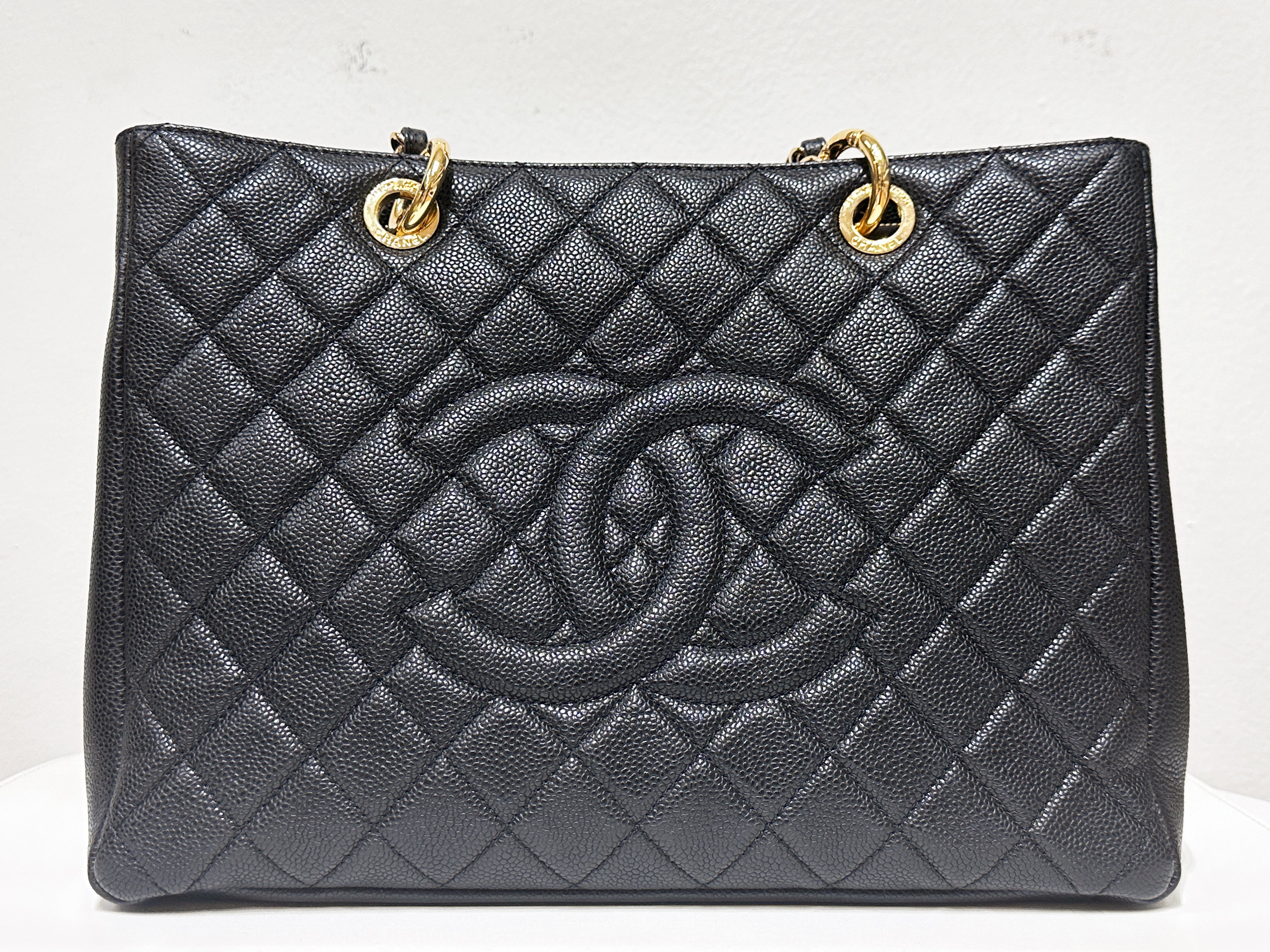 Chanel Caviar Grand Shopping Tote GST Black GHW 1640 holo card