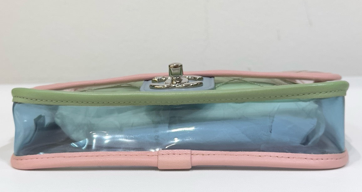 Chanel Mini Coco Splash PVC Flap Bag Pink/Green/Blue SHW 2576 holo card