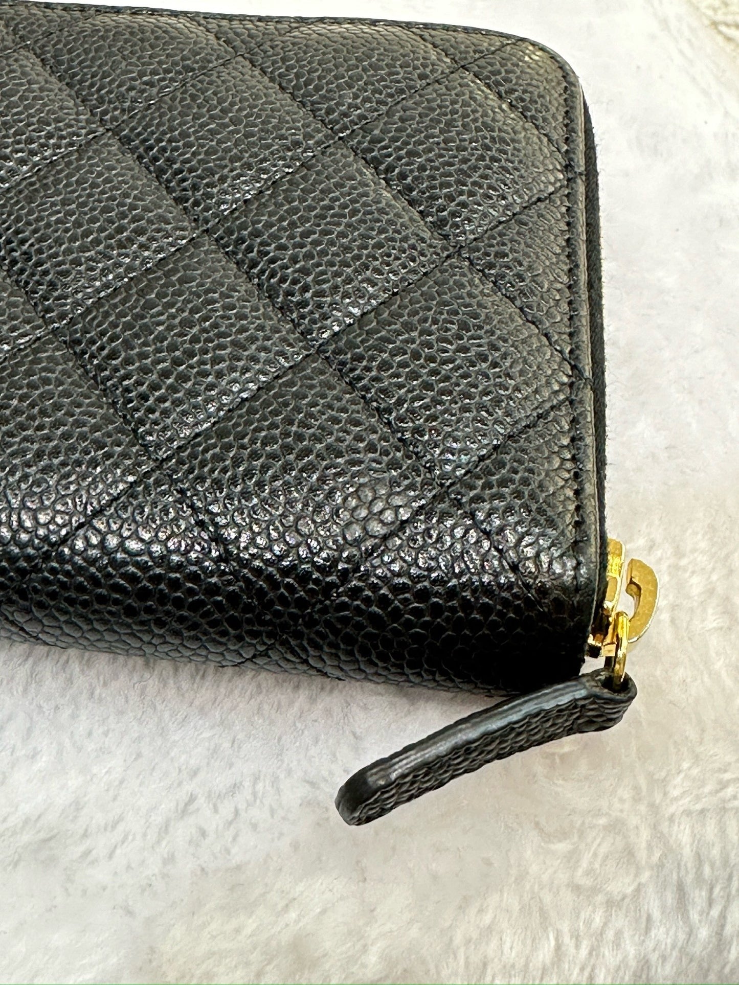 Chanel Caviar Long Zip Wallet Black GHW