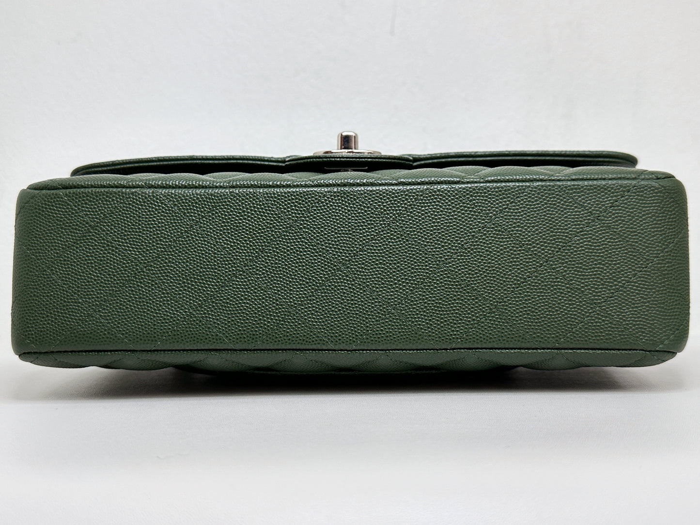 Chanel Medium Classic Quilted Double Flap Bag Green 2517 holo