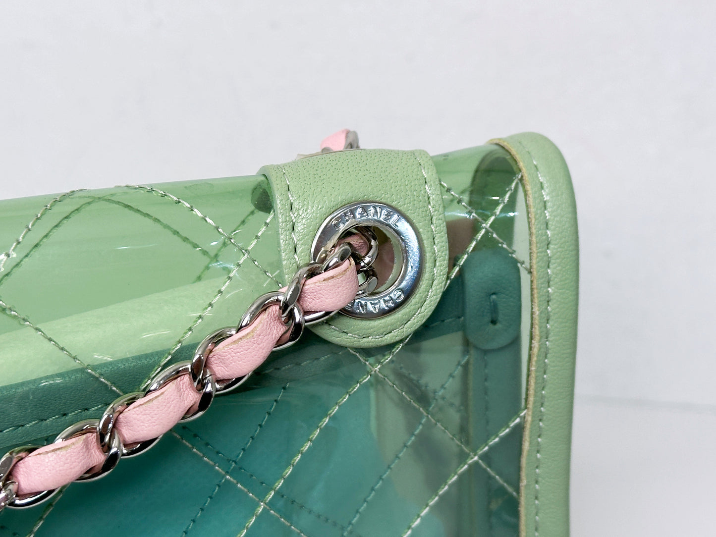 Chanel Coco Splash PVC Medium Flap Bag Green/Blue/Pink 254975 holo