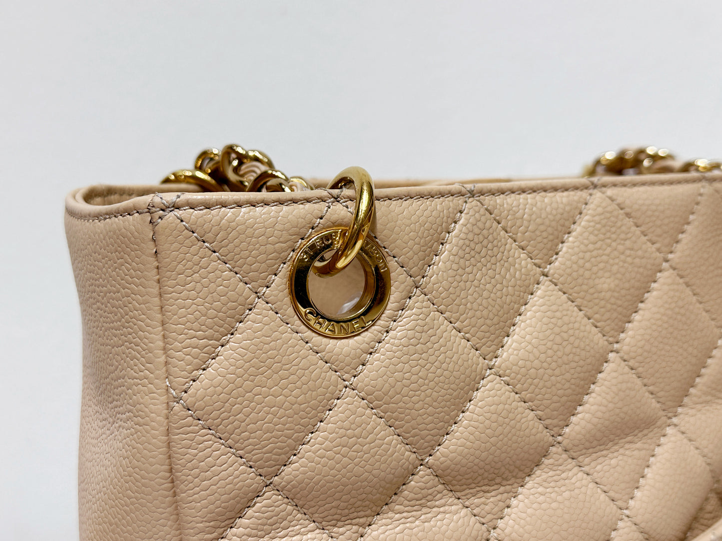 Chanel Caviar Quilted Petit Shopping Tote PST Beige GHW 1551 holo