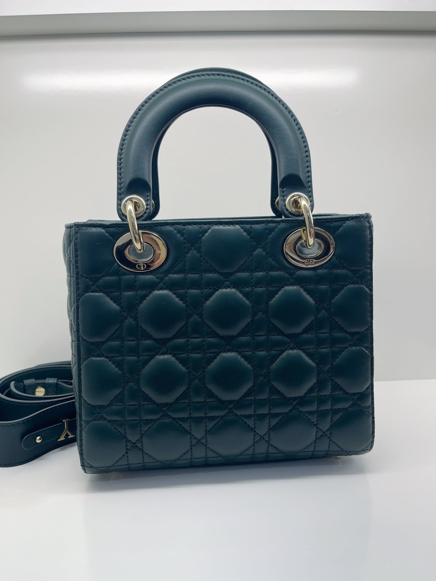 My Lady Dior ABC Small Dark Green  in Lambskin Flap Bag Gold Hardware M0538