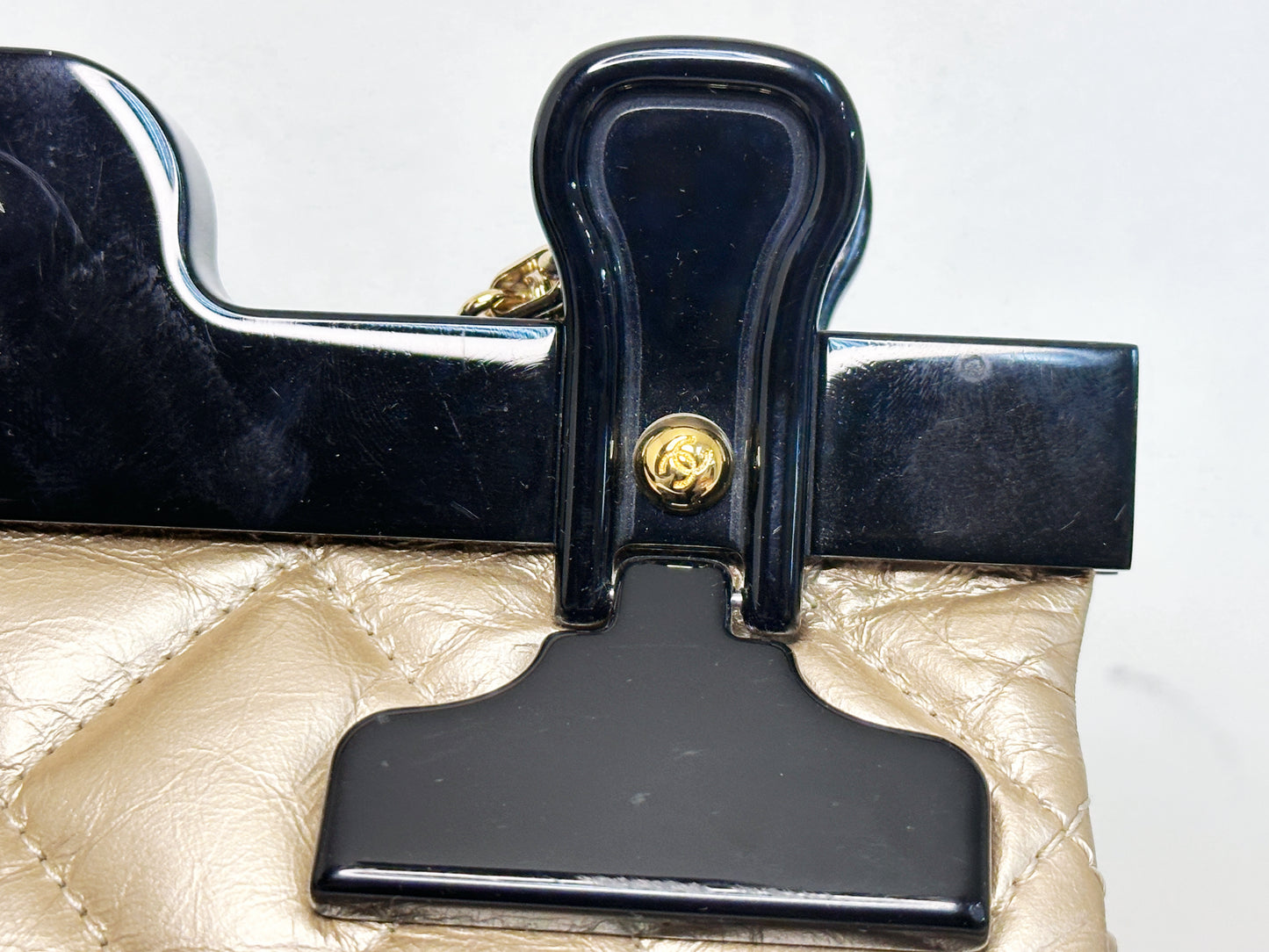 Chanel Aged Calfskin Quilted 2.55 Reissue Mini Hanger Flap Gold 2355 holo card