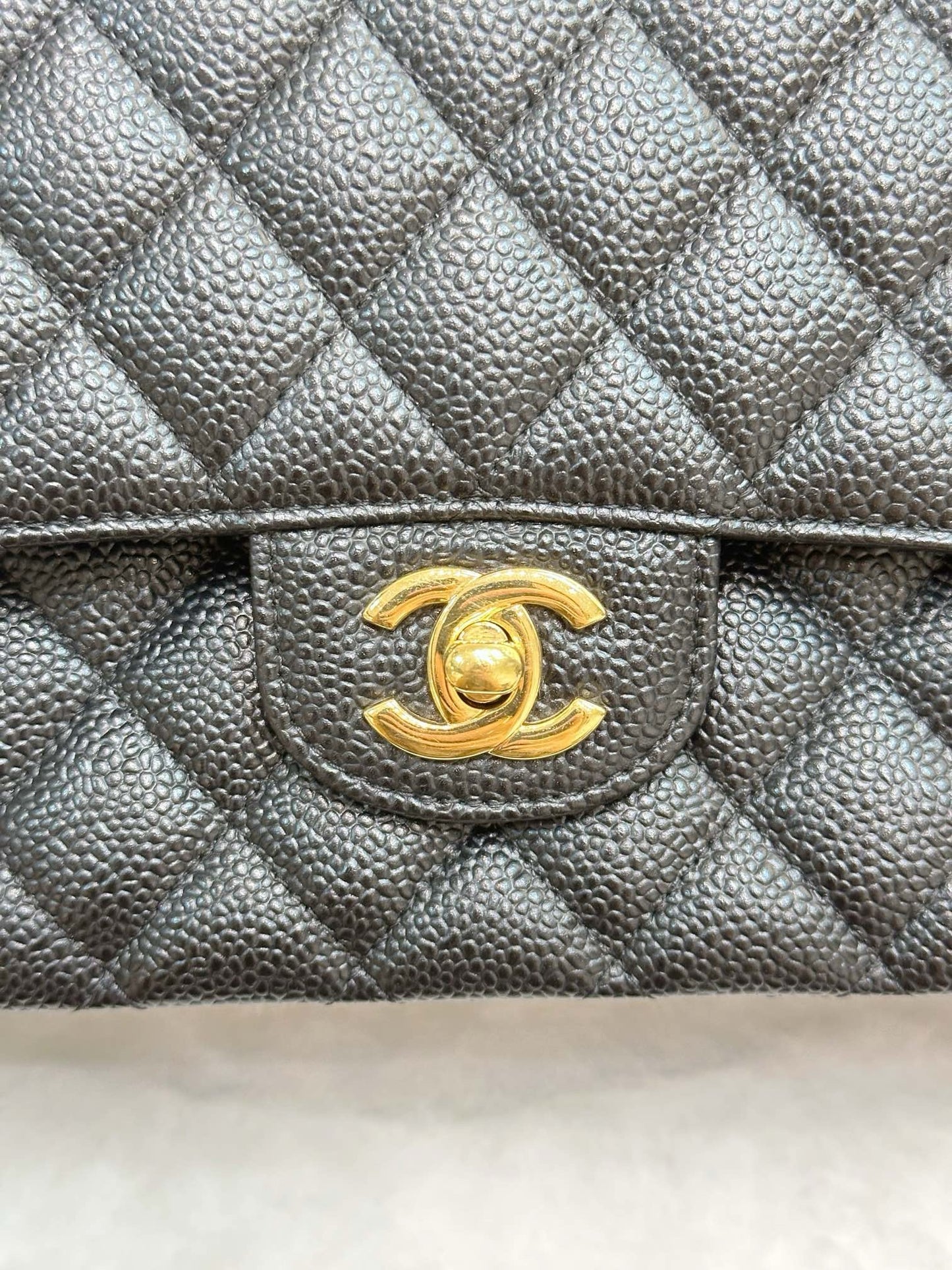 Chanel Medium Classic Flip Caviar Bag Black GHW