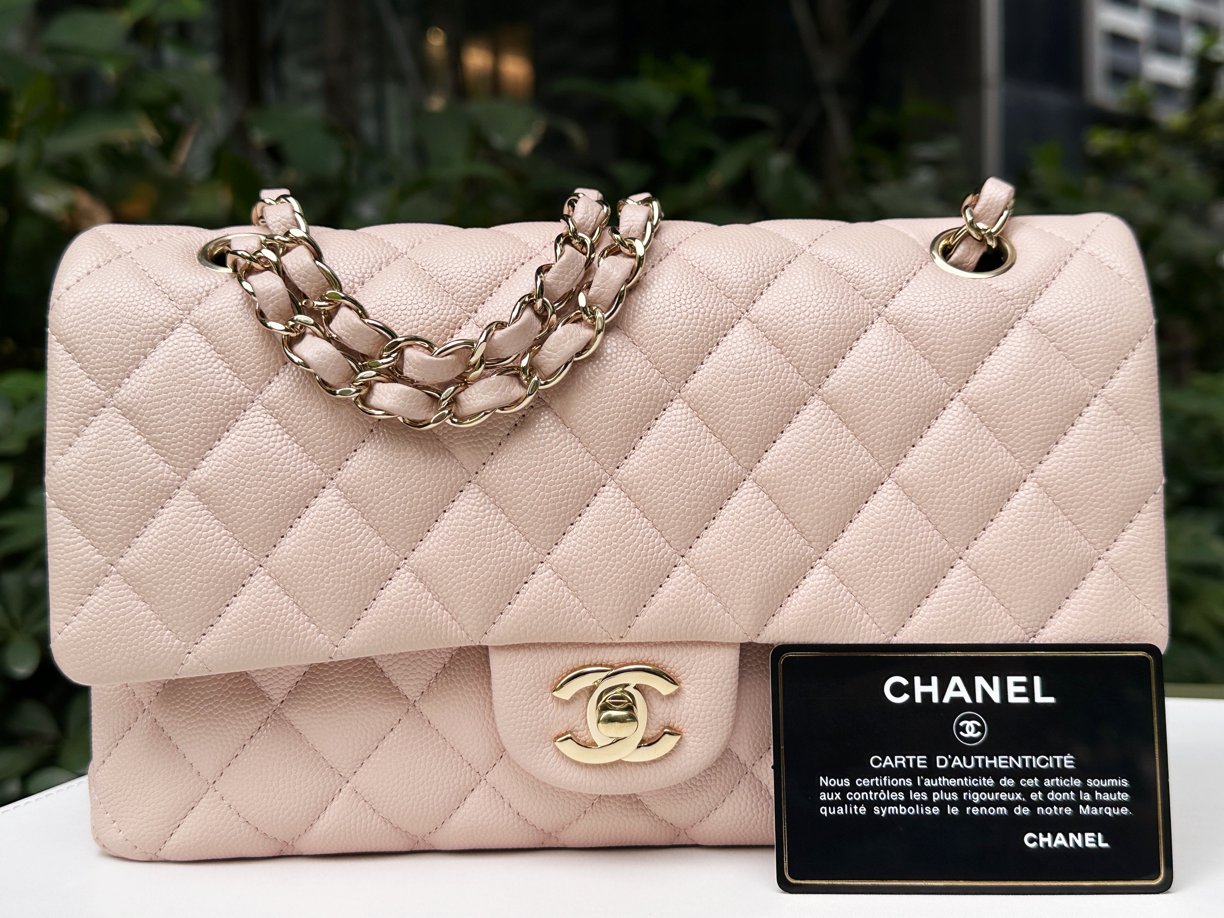 Chanel Medium Caviar Quilted Double Flap Light Pink 21ＣOutside