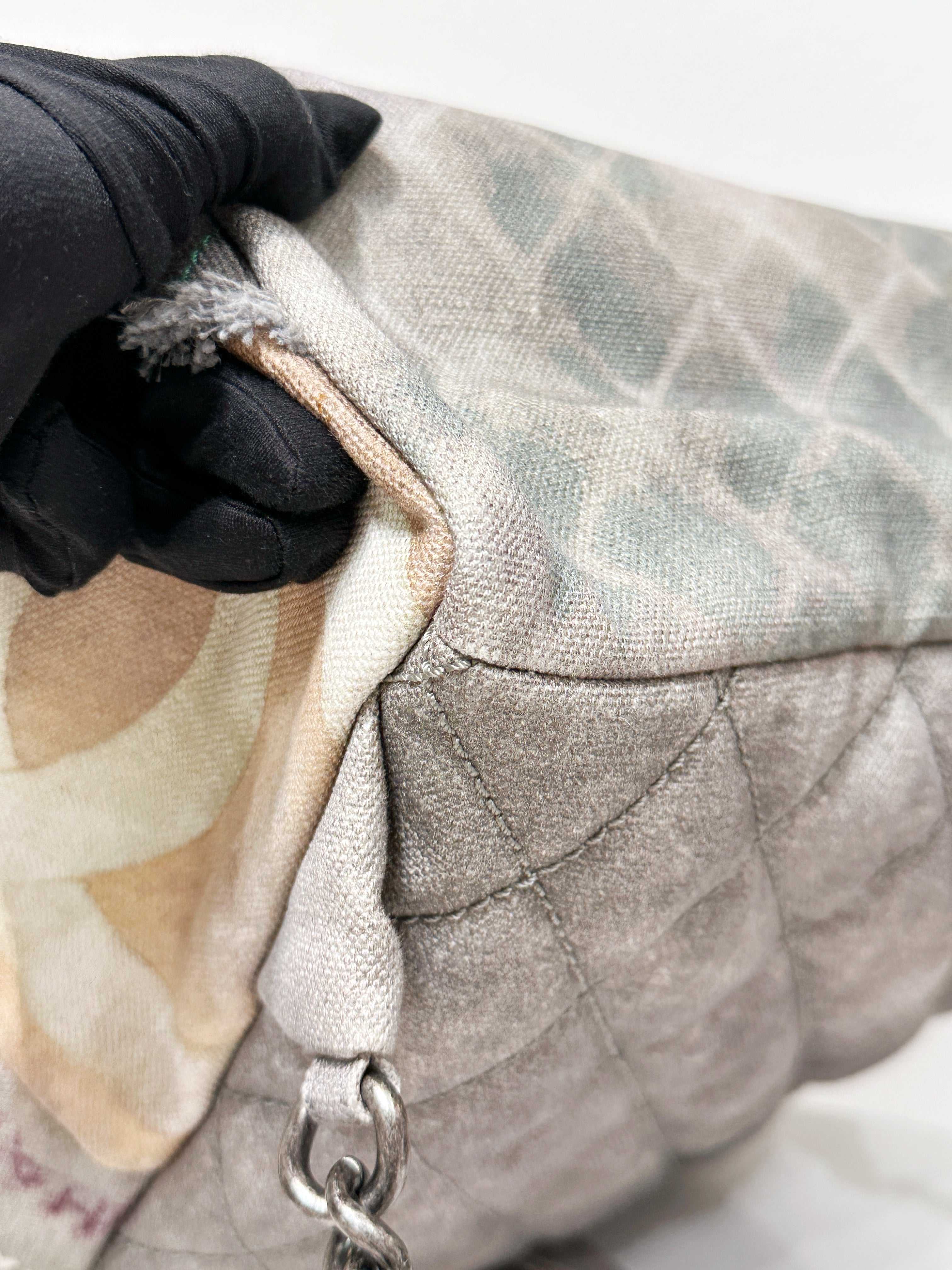 Preloved authentic Chanel Graffiti Printed Canvas Medium Backpack Grey