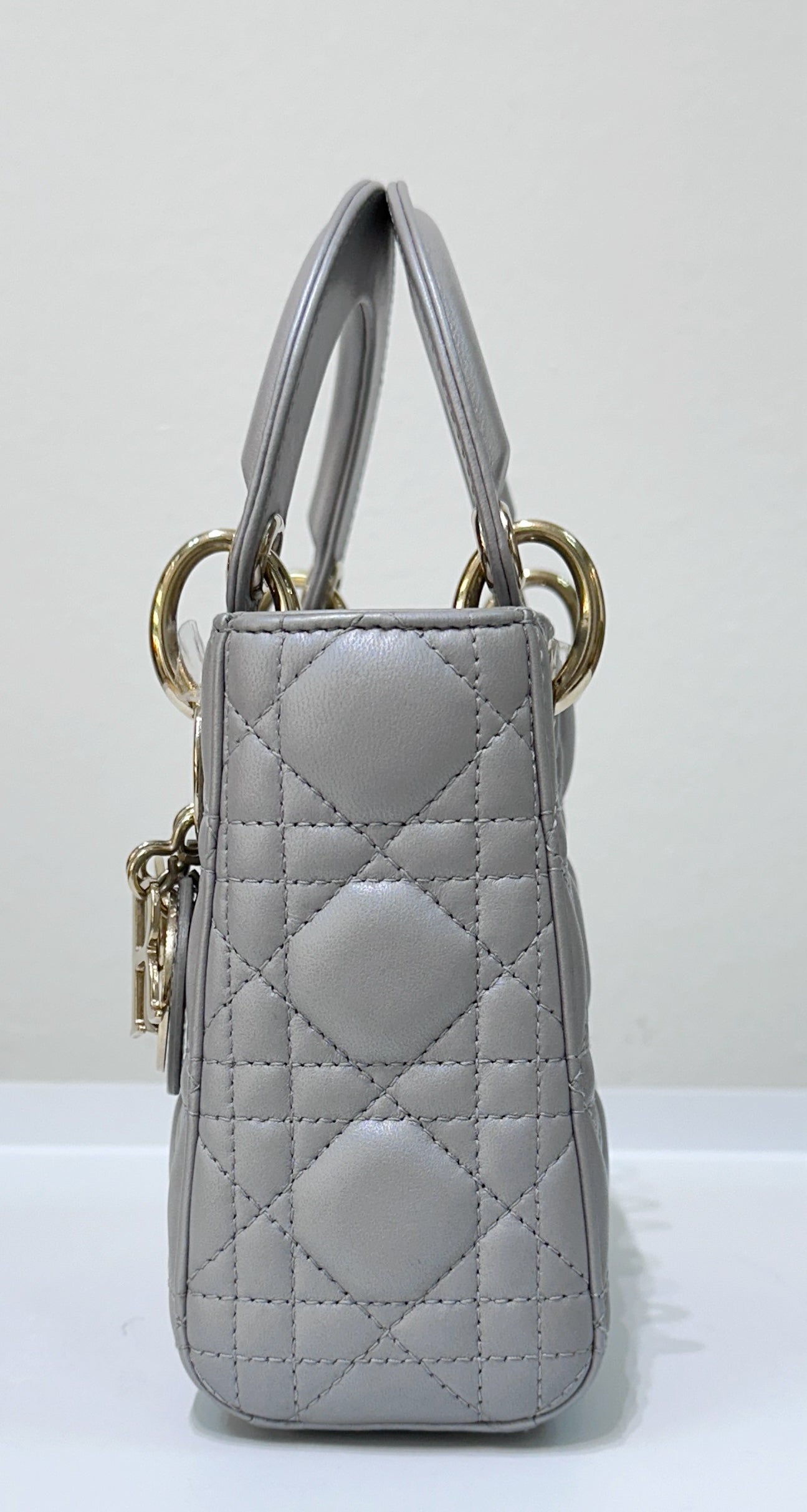 DIOR Mini Lady Dior Pearl Grey GHW