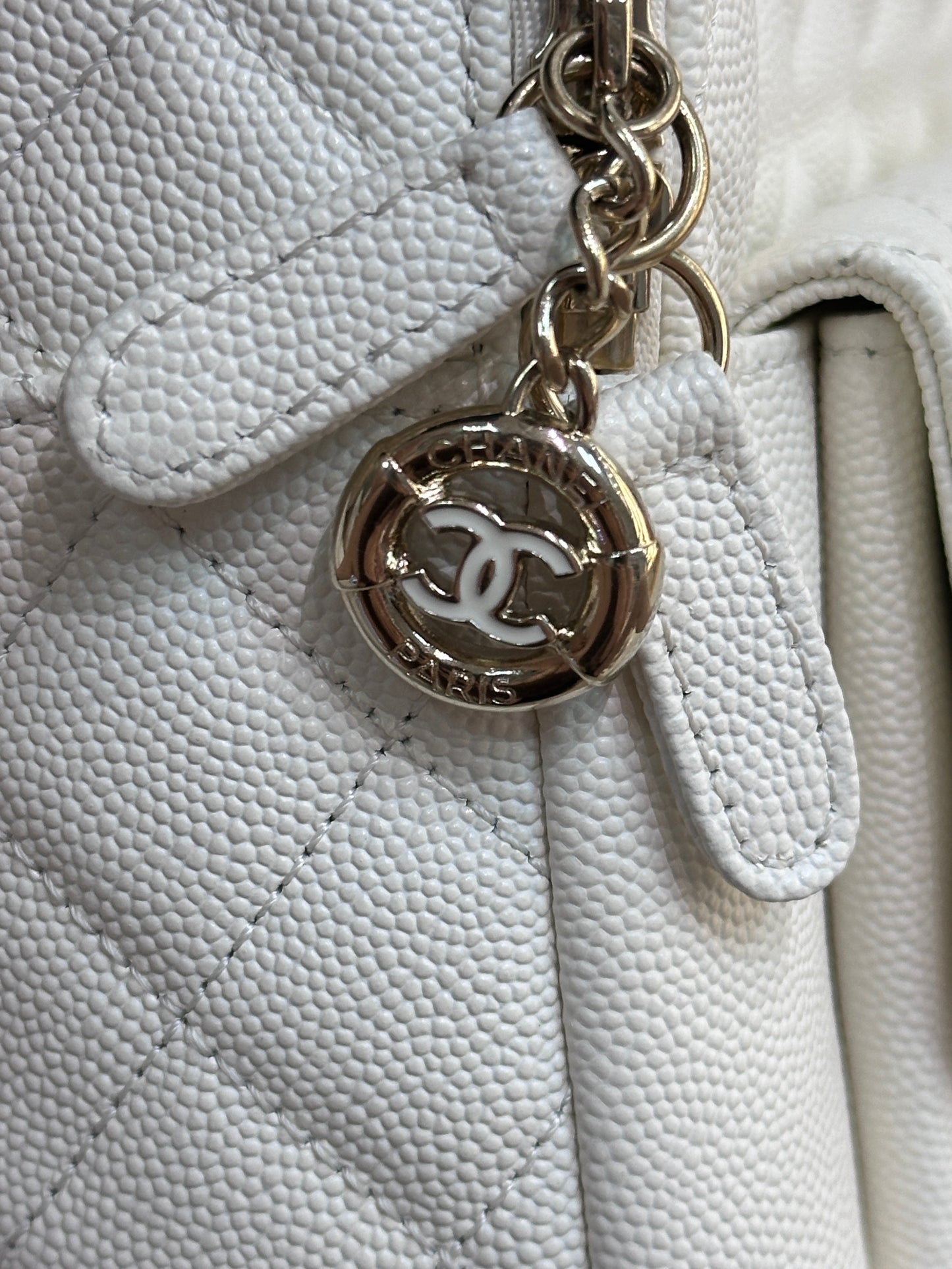 Chanel White CC Day Mini Quilted Backpack