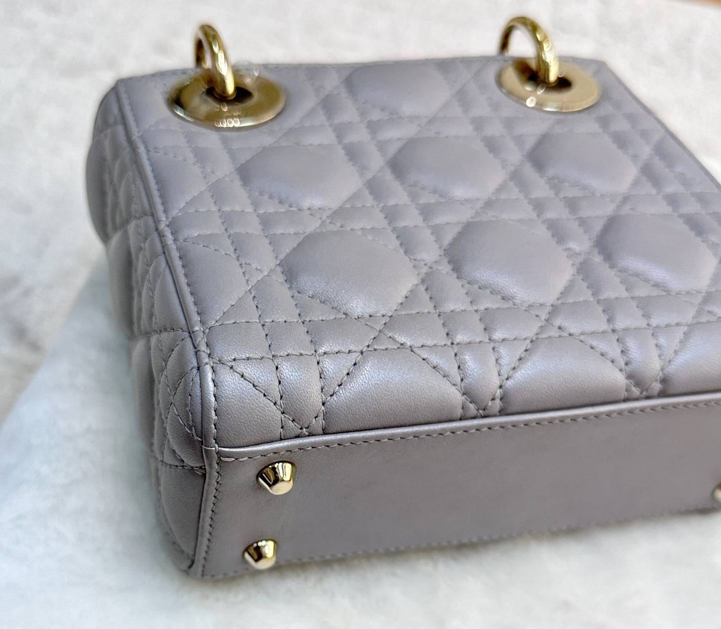 DIOR Mini Lady Dior Pearl Grey GHW