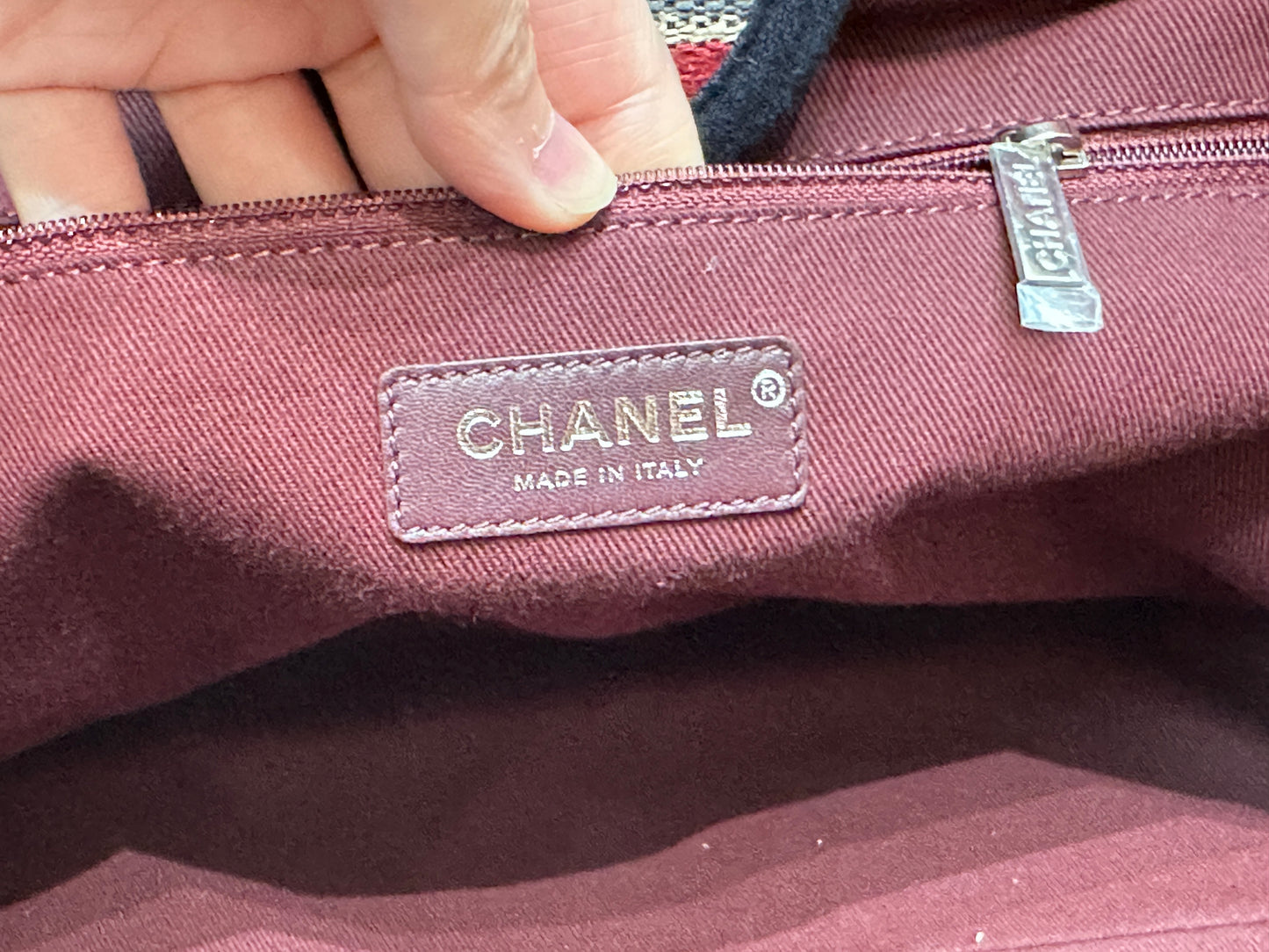 Chanel Deauville Tote Canvas with Striped Detail Medium