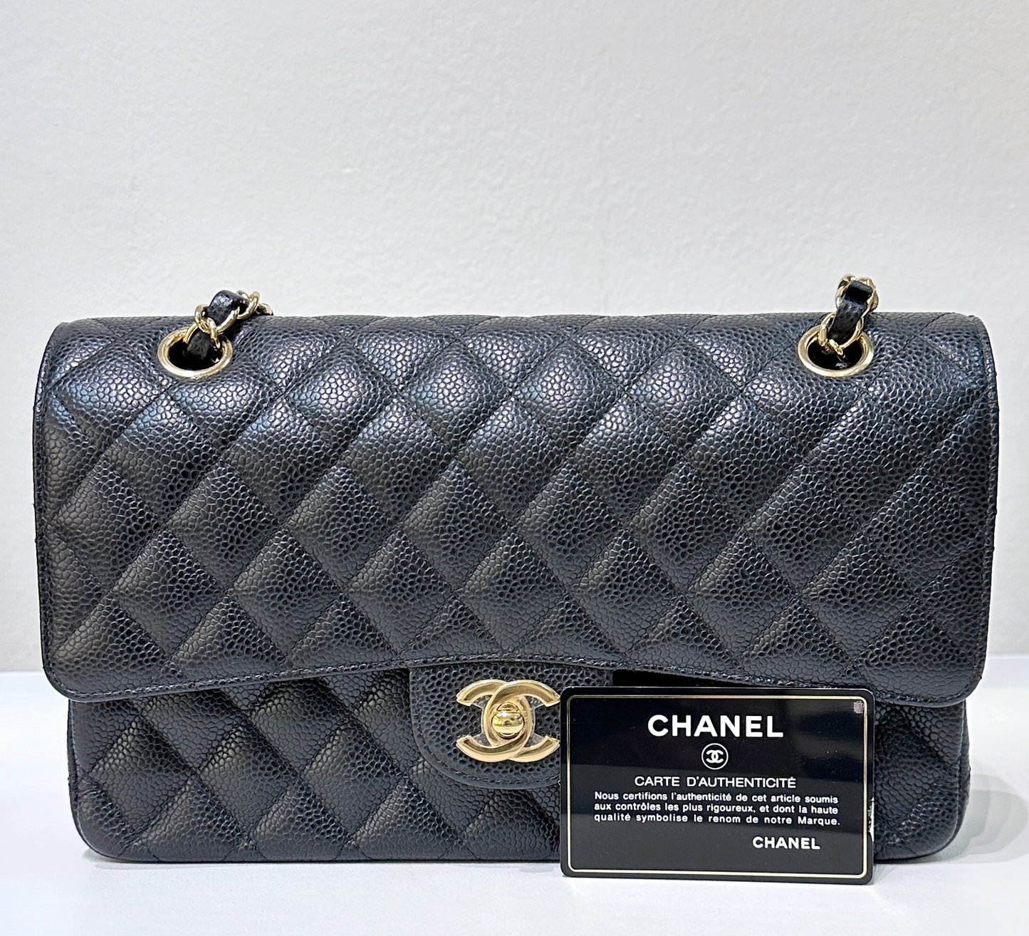 Chanel Medium Classic Caviar Double Flap Black GHW