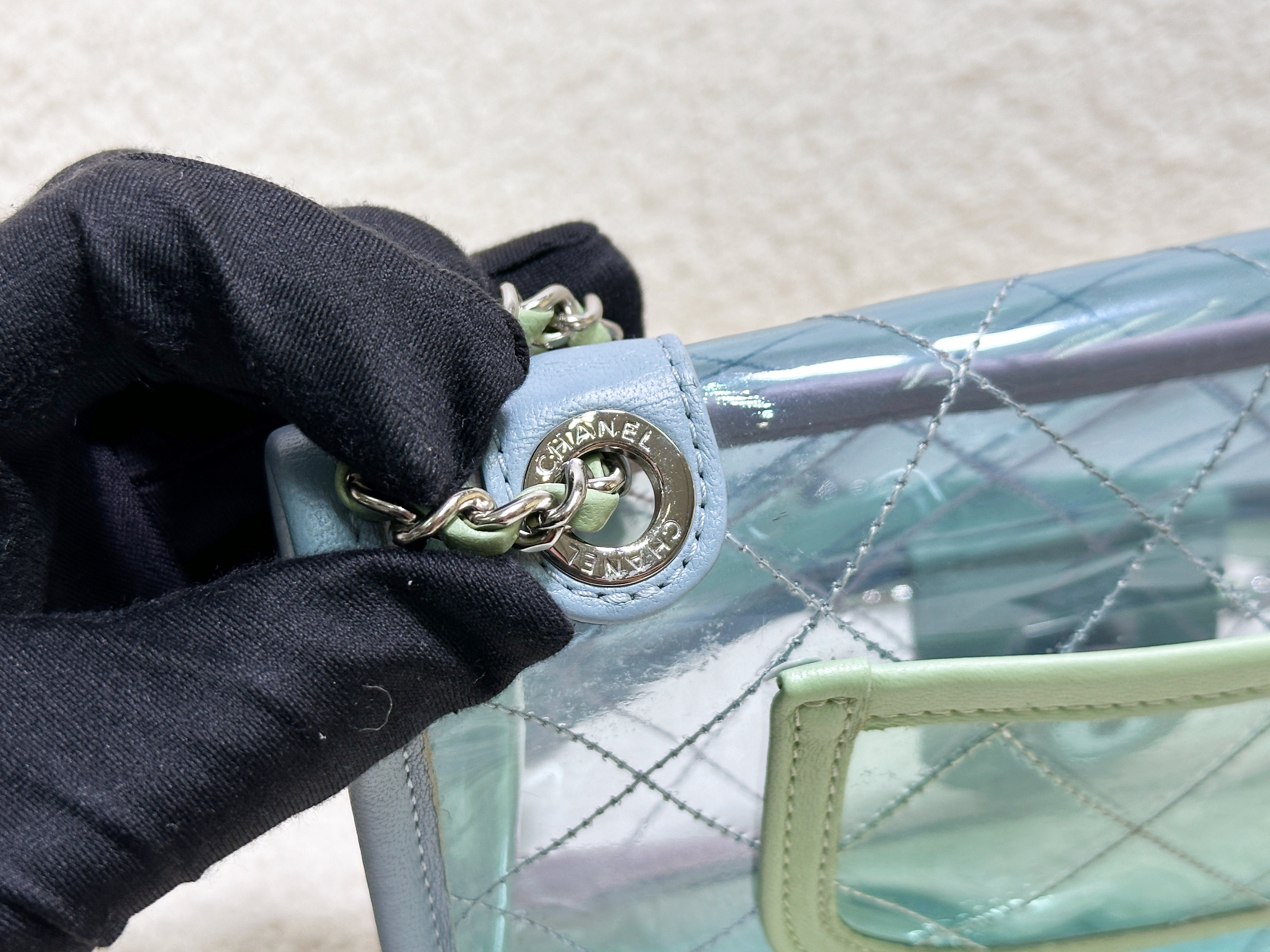 Chanel Coco Splash PVC Mini Flap Bag Blue/Pink/Green 25 holo