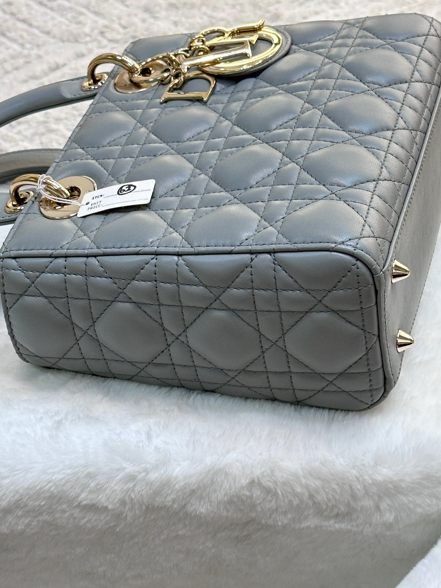 Dior Small Lady Dior My ABCDior Cannage Lambskin Gray