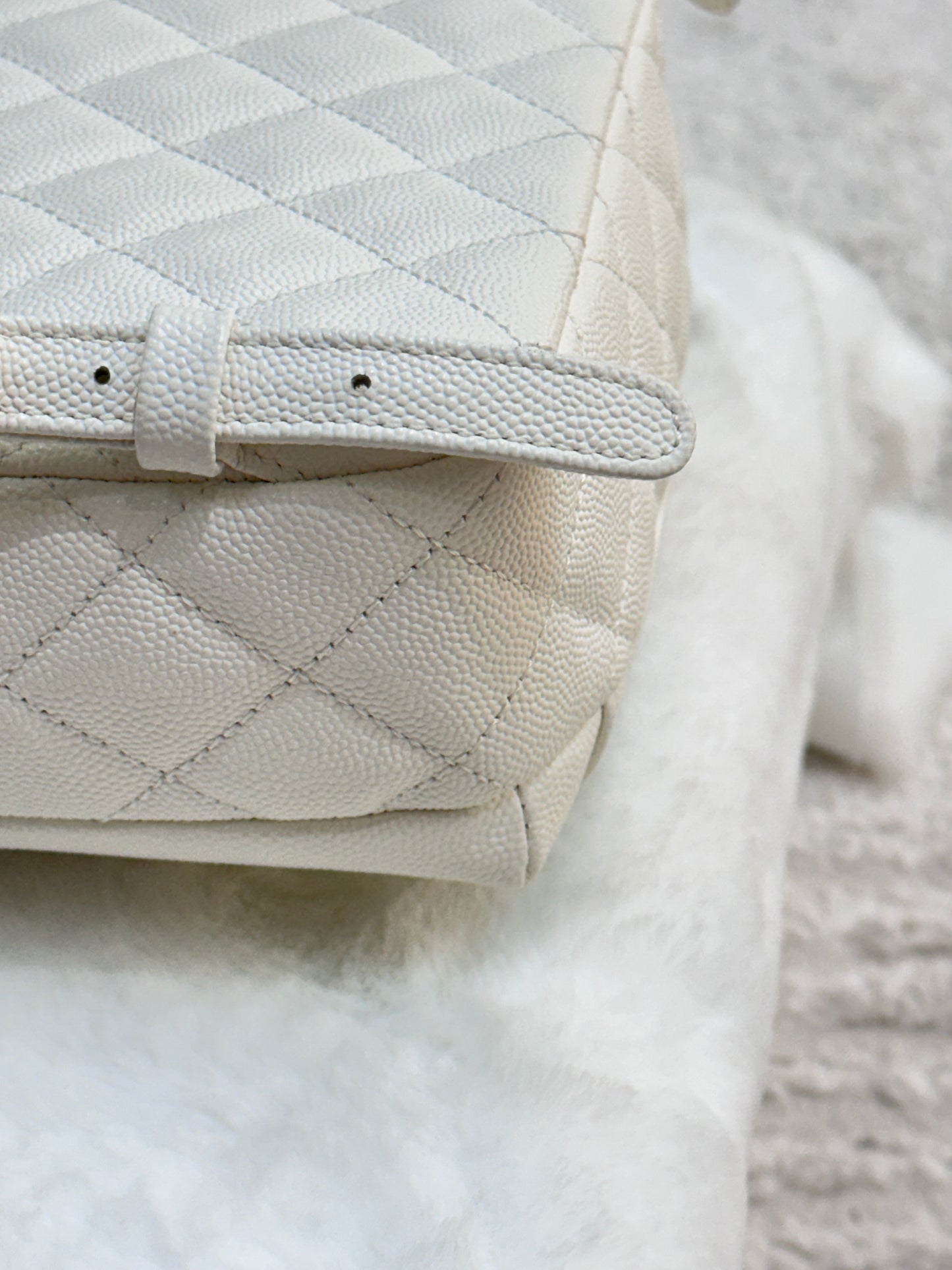 Chanel White CC Day Mini Quilted Backpack