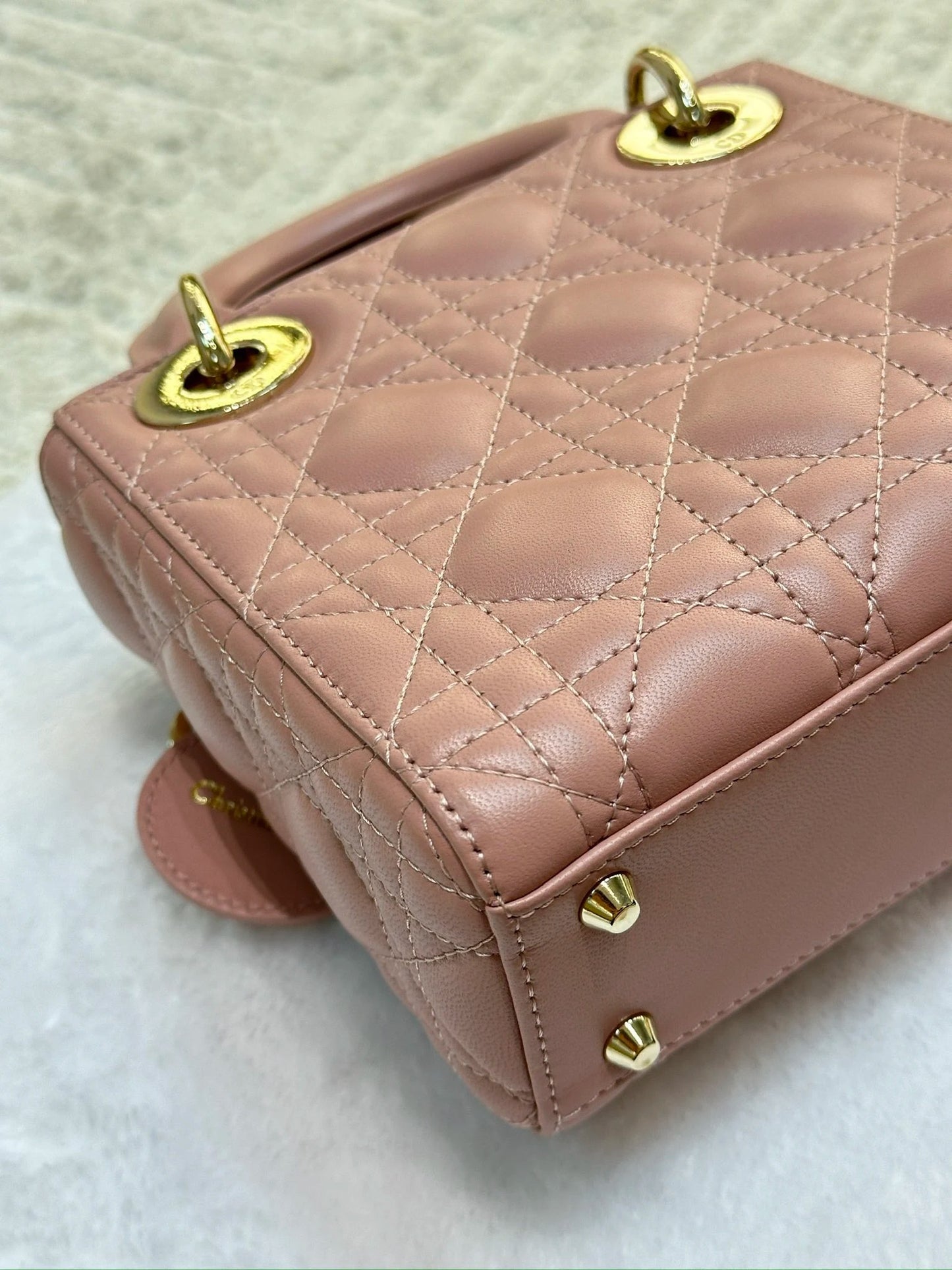 Christian Dior Mini Lambskin Cannage Lady Dior Pink GHW