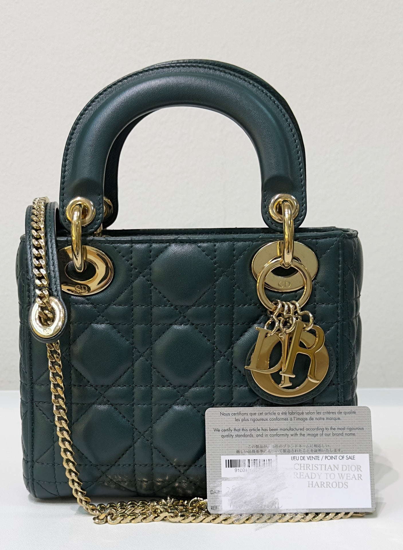 Christian Dior Mini Lambskin Cannage Lady Dior Green