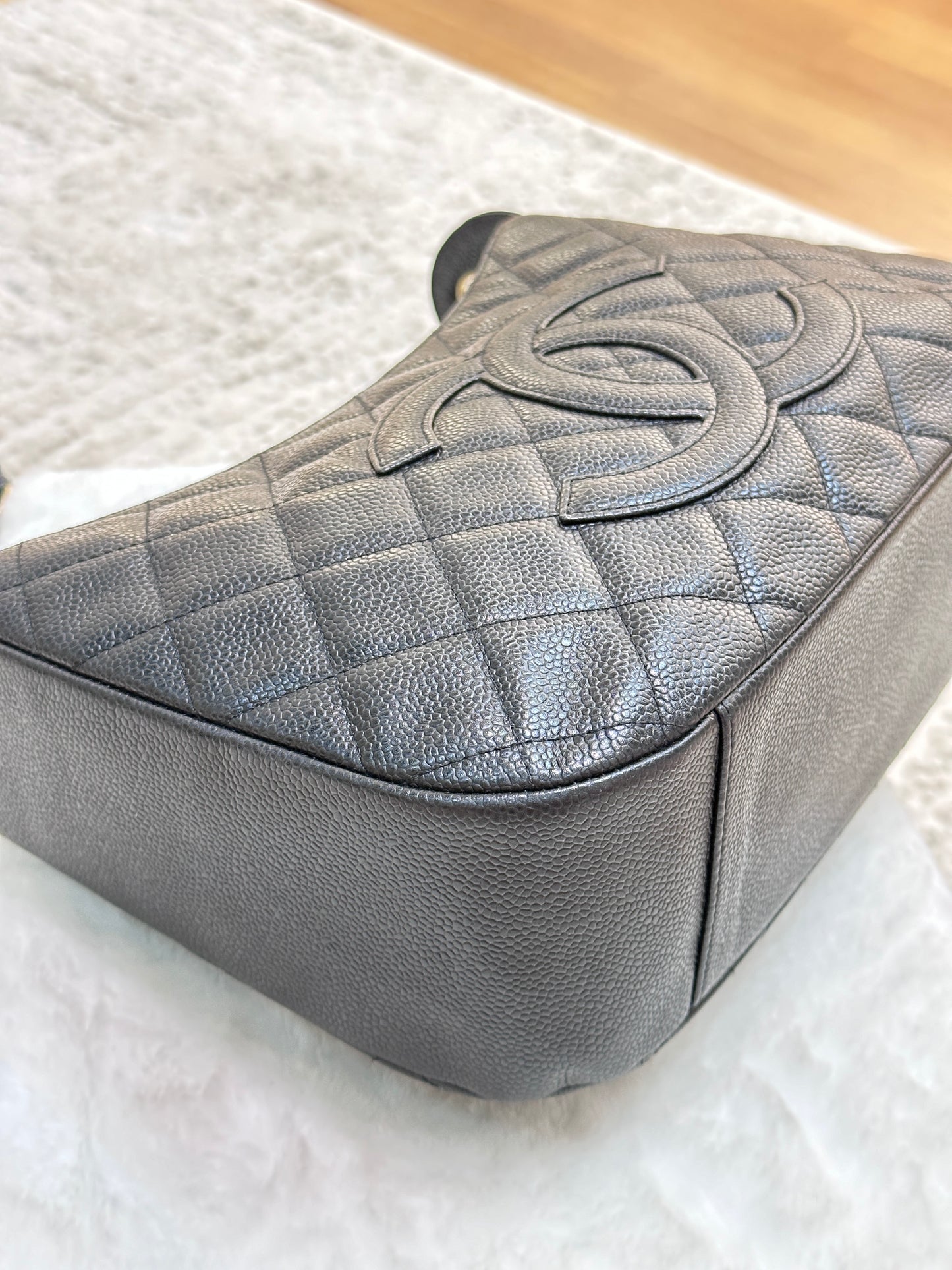 Chanel Medium Caviar Quilted Pochette Shoulder Bag Black GHW