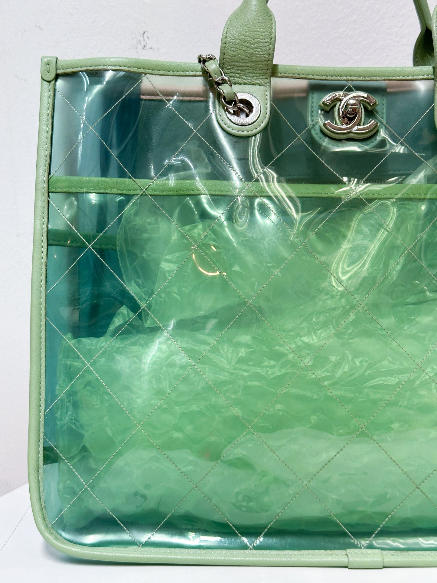 Chanel PVC Green/Pink/Blue Tote bag 2584 holo card
