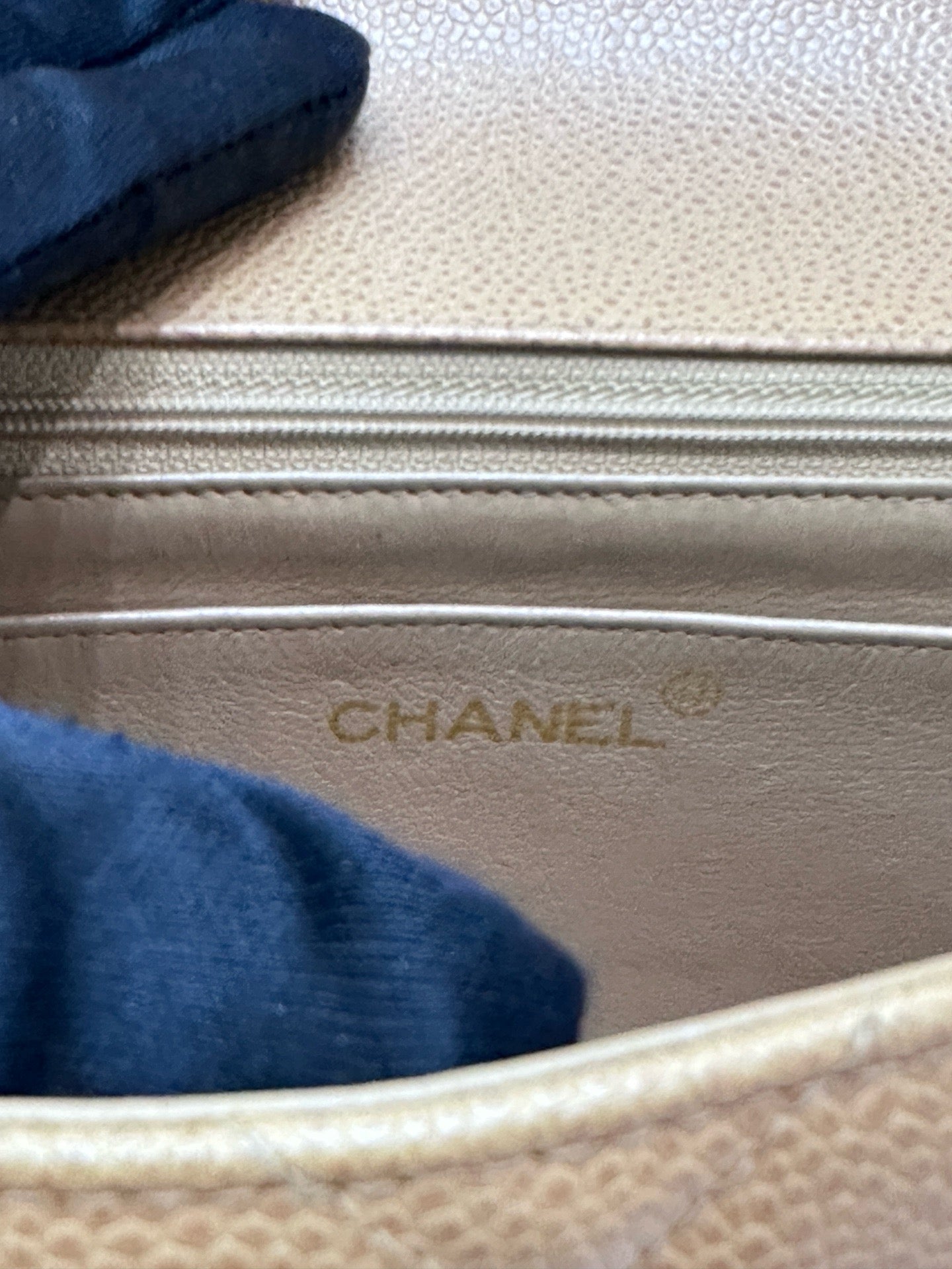 Chanel Vintage Medium Diana Flap Bag Beige Caviar Gold Hardware 29 holo