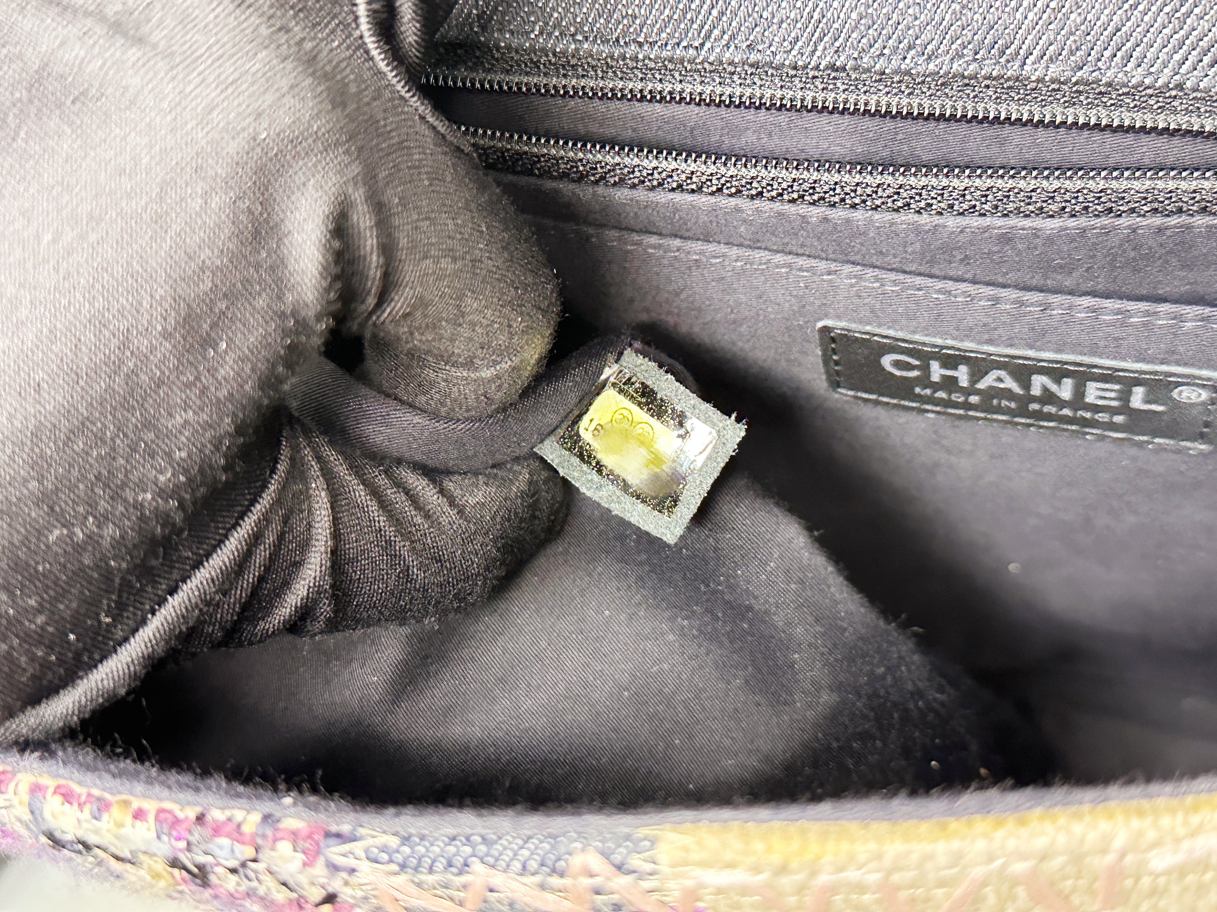 CHANEL TIMELESS PATCHWORK MULTICOLOR JUMBO SINGLE FLAP BAG 1600 holo card