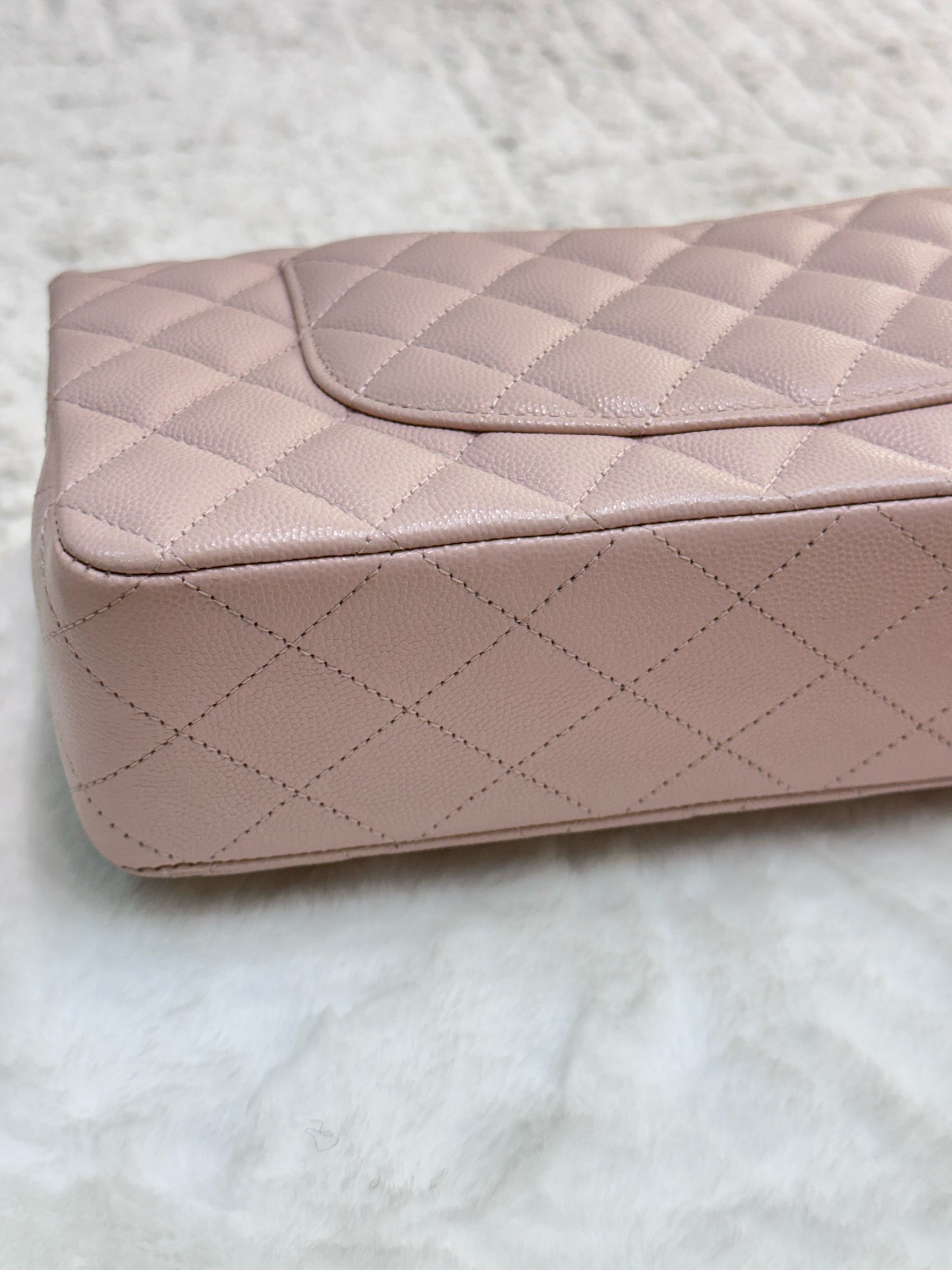 Chanel Medium Caviar Quilted Double Flap Light Pink 21Ｃ