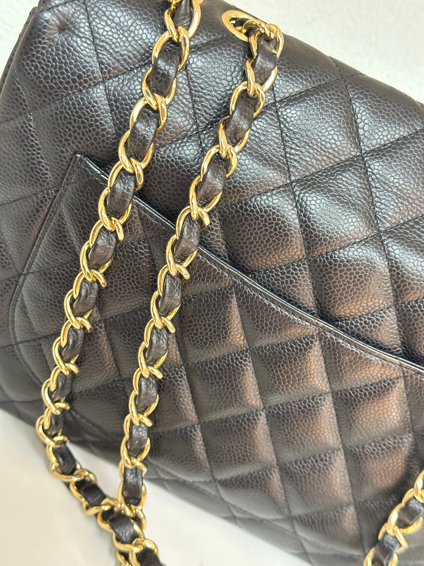 Chanel Jumbo Classic Single Flap Caviar Leather Black 1249 holo