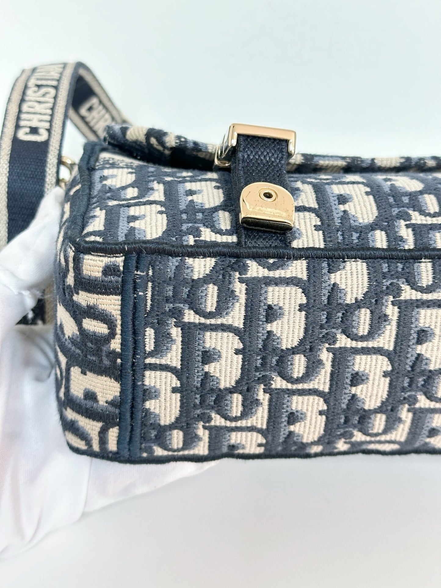 Dior Small Diorcamp Bag in Blue Oblique Embroidery Canvas and LGHW 2022year