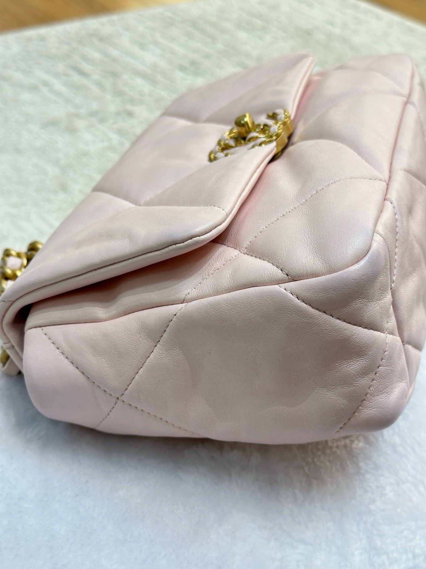 Chanel Medium Calfskin Quilted Chanel 19 Flap Light Pink