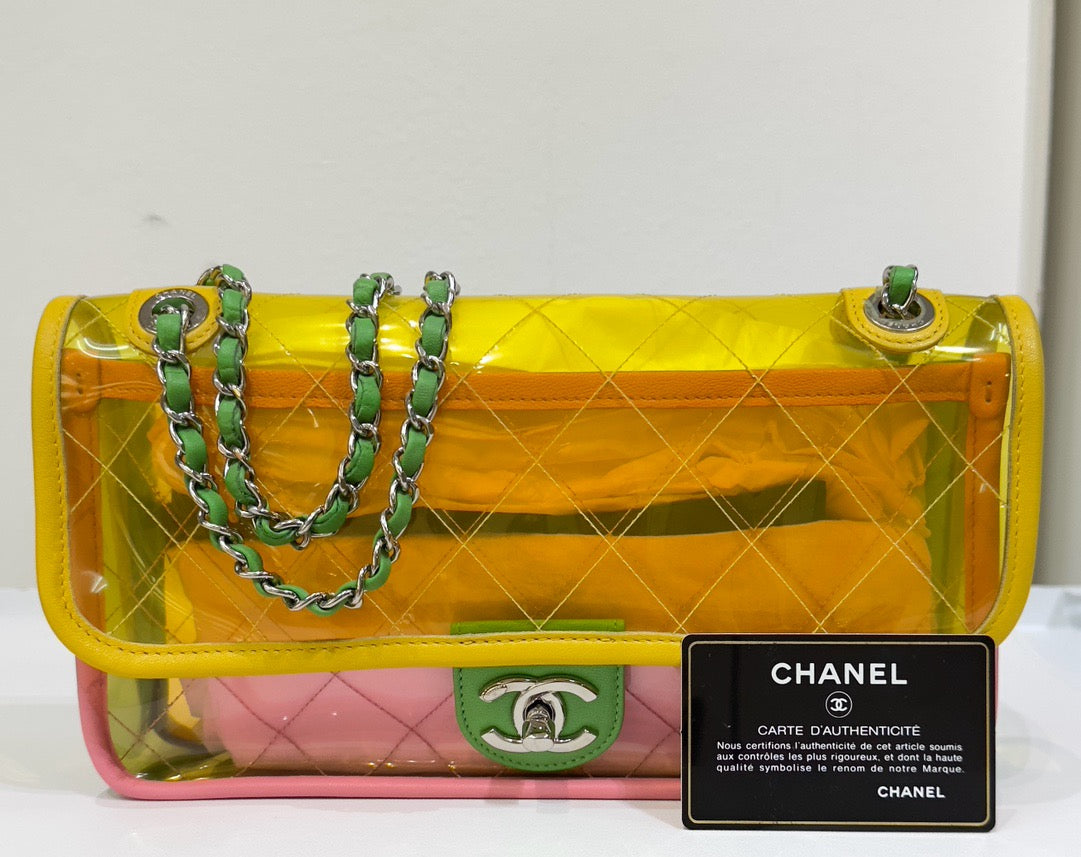 Chanel Medium Coco Splash PVC Flap Bag Yellow/Green/Pink SHW