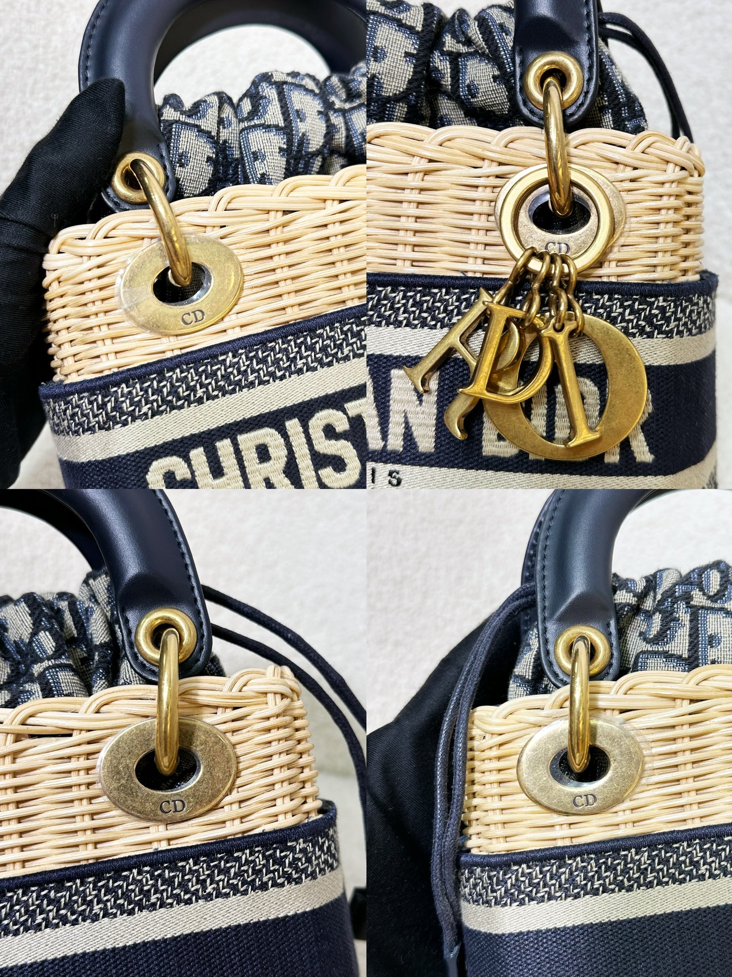 Christian Dior Bicolor Wicker Jacquard Mini Lady Dior Bag