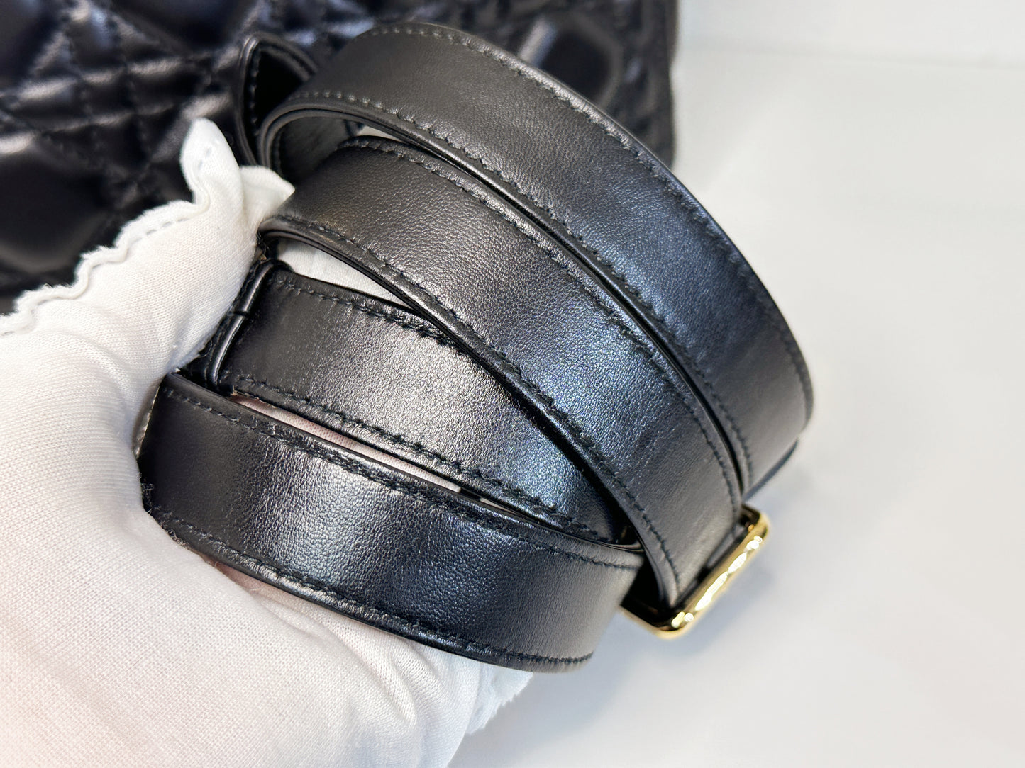 Christian Dior Medium Cannage Lambskin Lady Dior Bag Black GHW